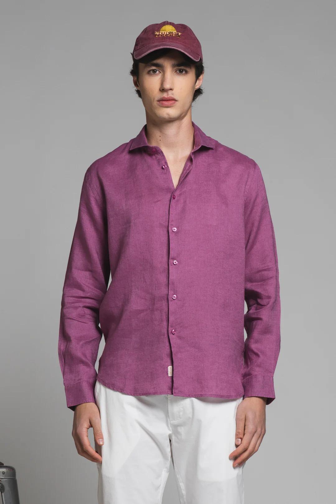 RILEY SHIRT COLLAR FRENCH IN 100% LINEN DARK ONION IM26SSSM-RILEY-LIN 256 IMPURE 