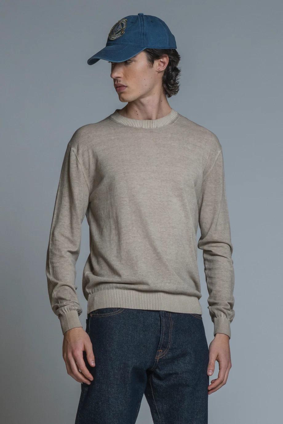 BUCK SWEATER IN COTTON COLD DYED TAUPE IM26SSMM-BUCK-CTN 222 IMPURE 
