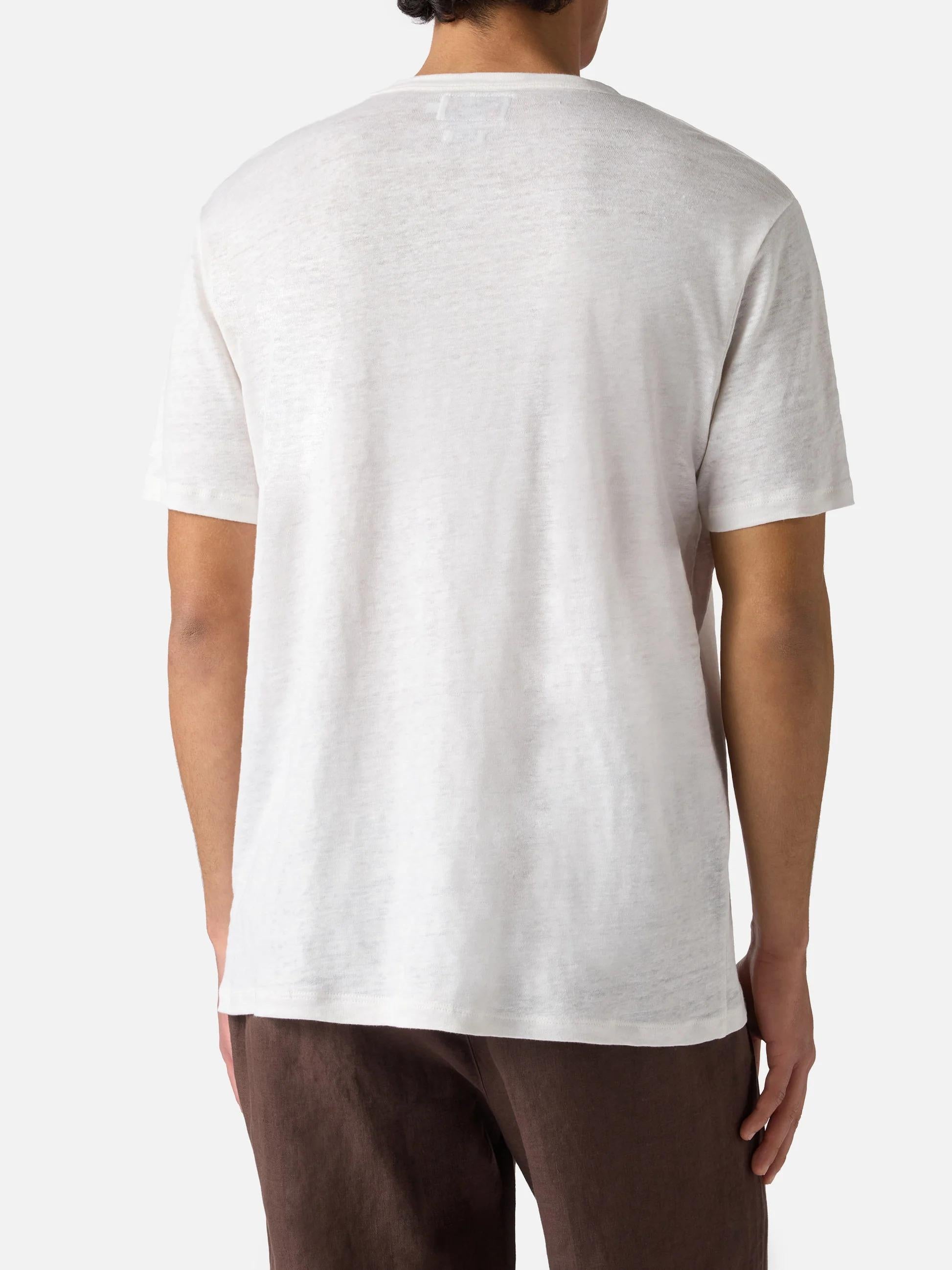 T-shirt Ecstasea in puro lino bianca con logo ricamato ECS0003 01138L MC2 SAINT BARTH 