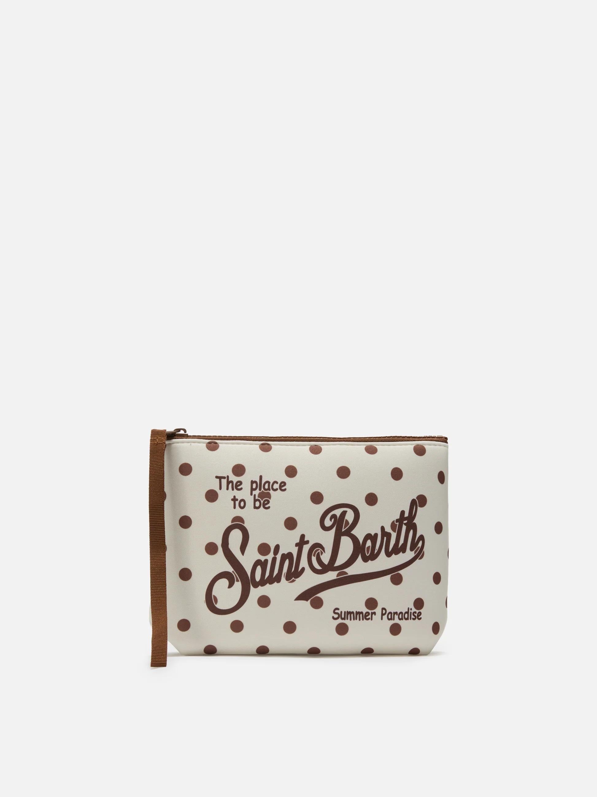 Pochette Aline in scuba con stampa pois beige ALIN001 03287L MC2 SAINT BARTH 