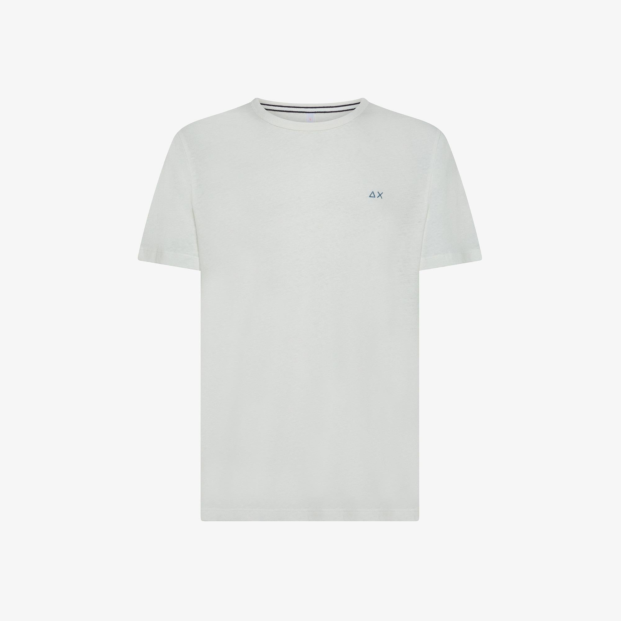 T-shirt sun68 in lino bianco panna con logo ricamato T35132 31 SUN 68 