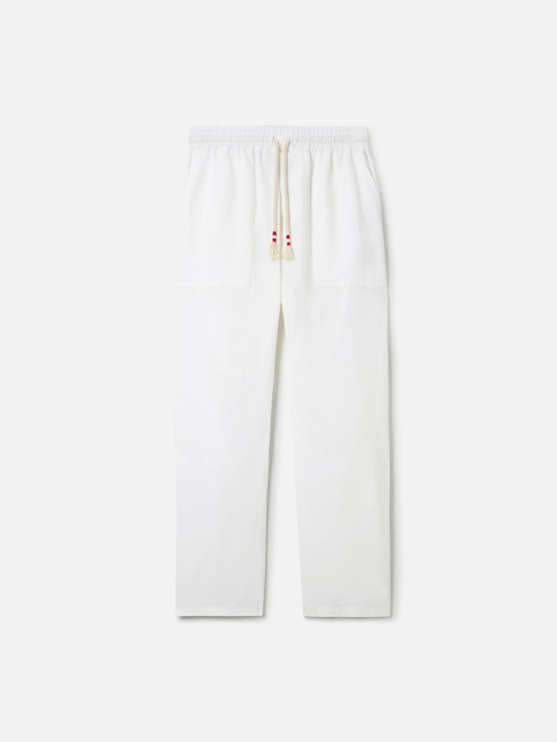 Pantalone Calais lungo bianco in puro lino CAA0001 01457L MC2 SAINT BARTH 