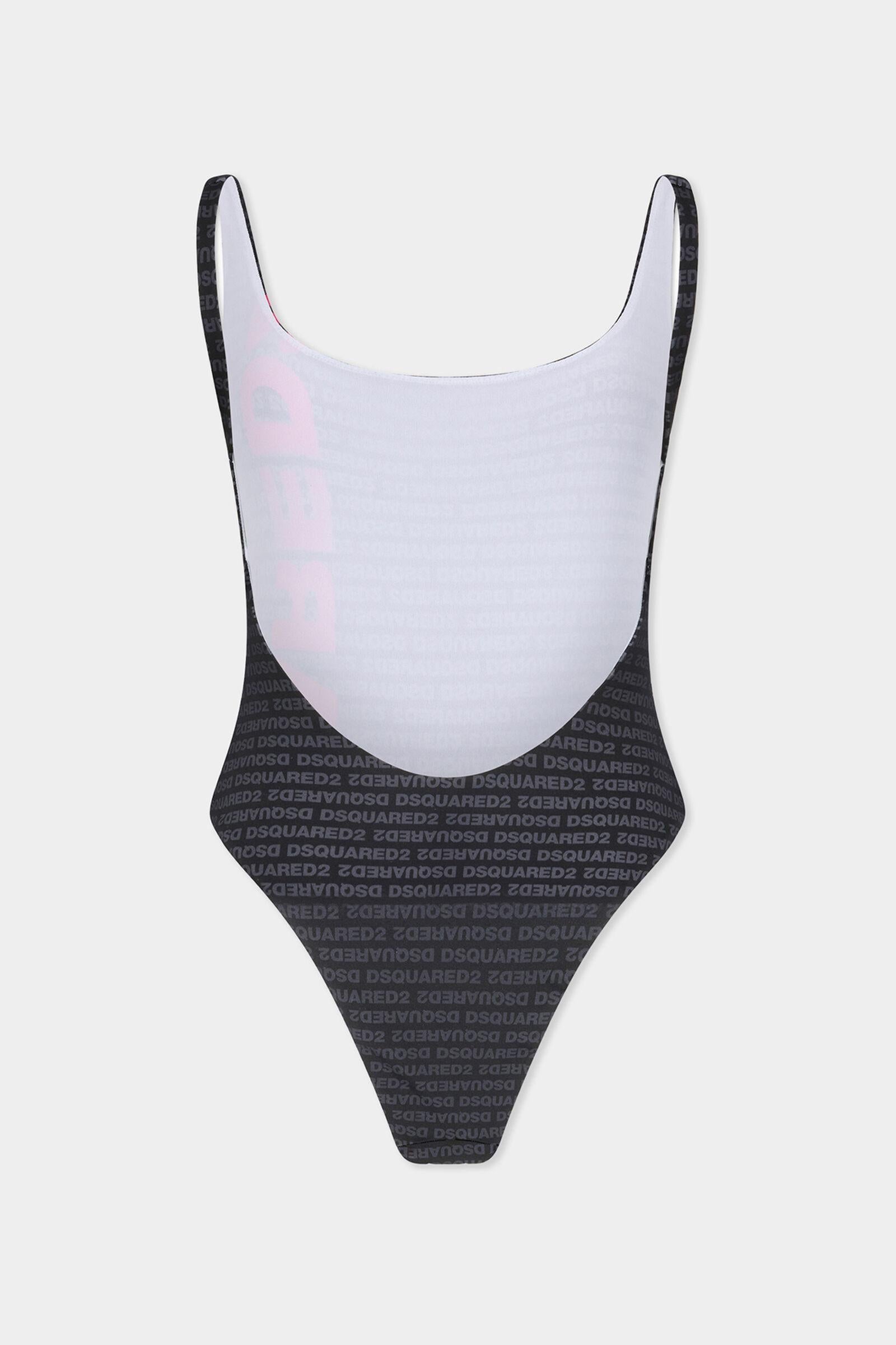 Costume intero con logo Dsquared2 D6BG55300 BLACK/FUXIA DSQUARED 