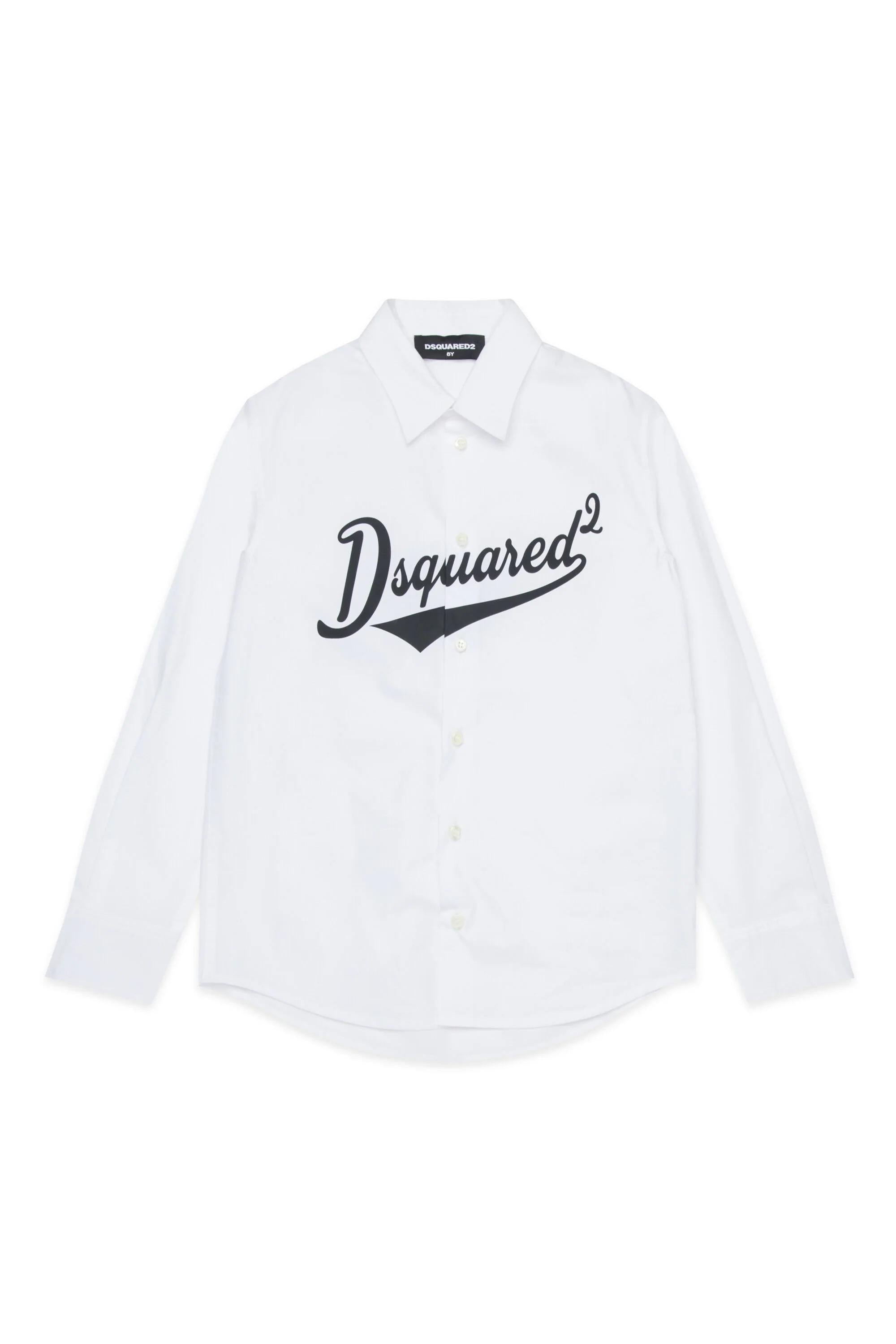 DSQUARED2<BR/>Cmicia a maniche lunghe con logo bianca DQ3225-D007D DQ100 DSQUARED KID 