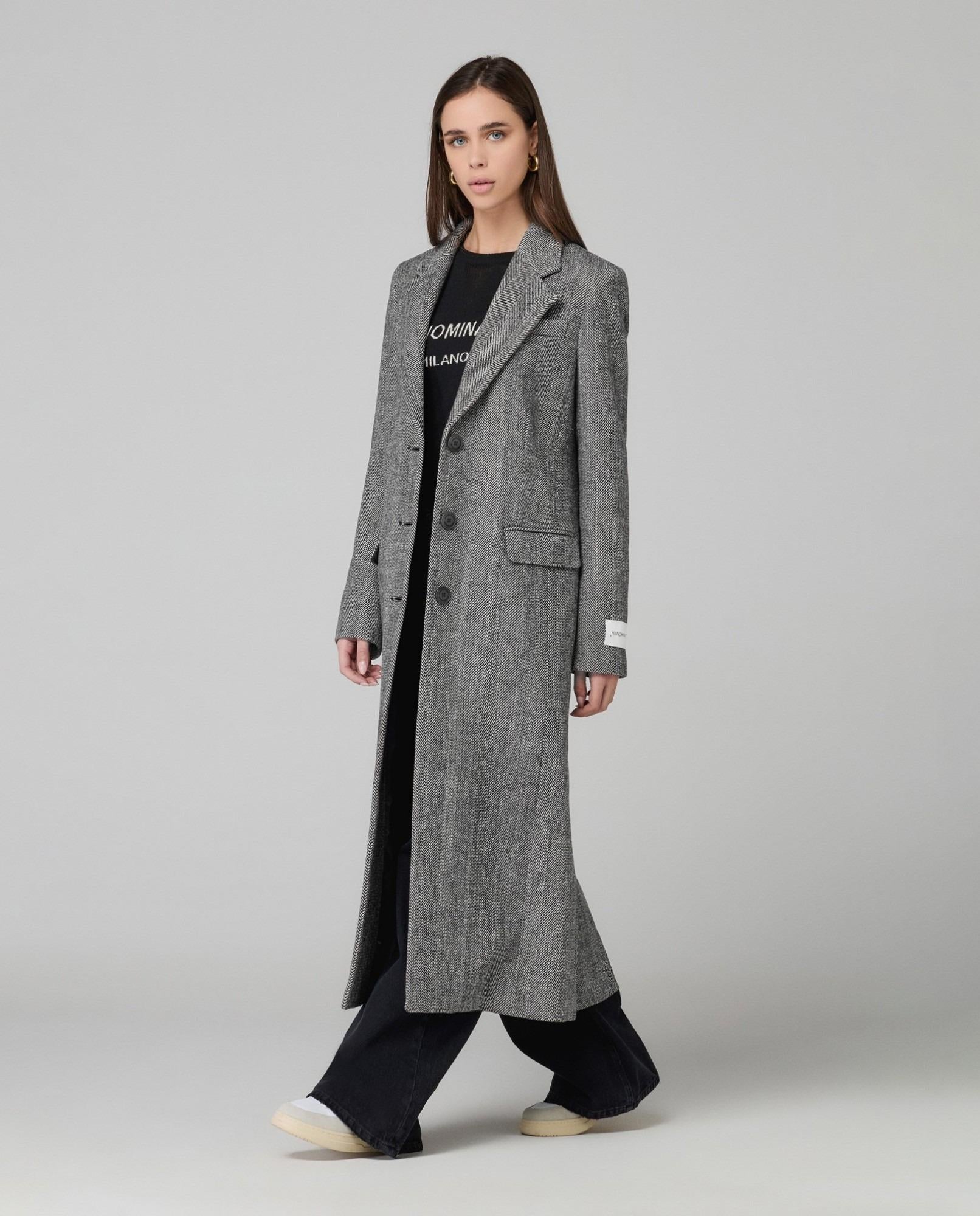 Cappotto Lungo Spigato Monopetto  Nero HINNOMINATE HMABW02294 NE01 HINNOMINATE 