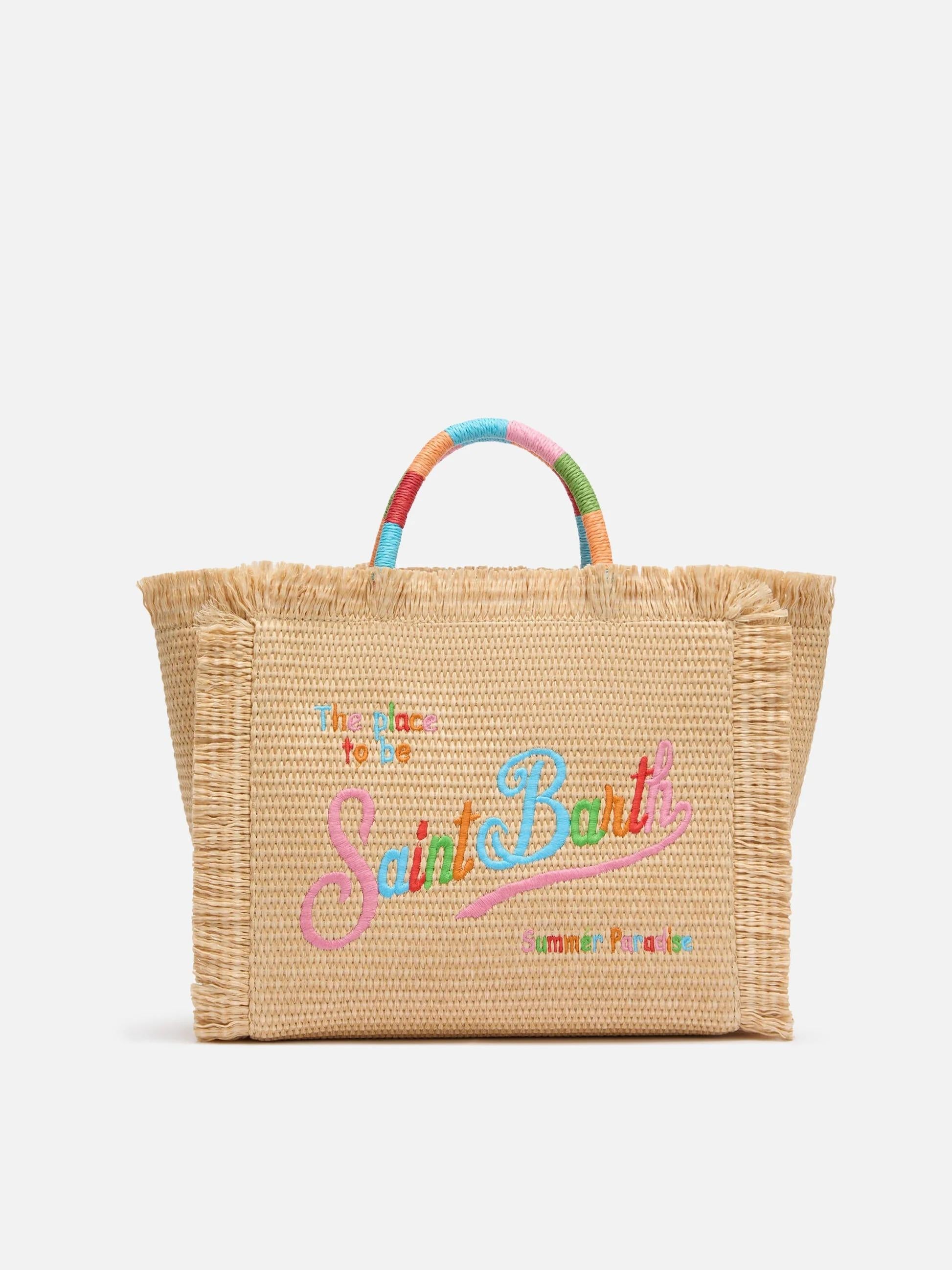 Borsa Colette effetto paglia con logo ricamato multicolore COL0017 02737L MC2 SAINT BARTH 