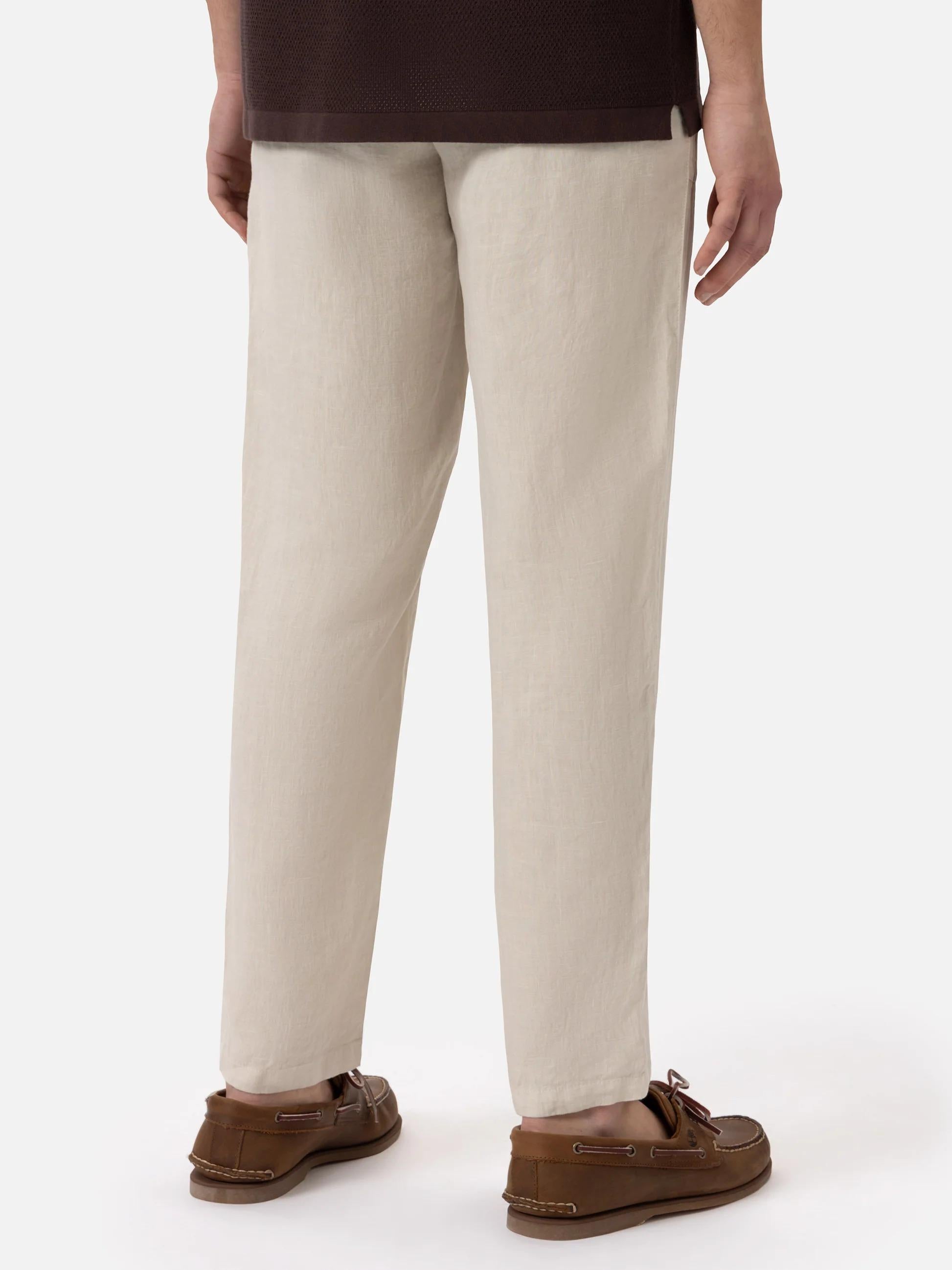 Pantaloni in lino bianco sporco Calais con coulisse CAA0001 00138L MC2 SAINT BARTH 
