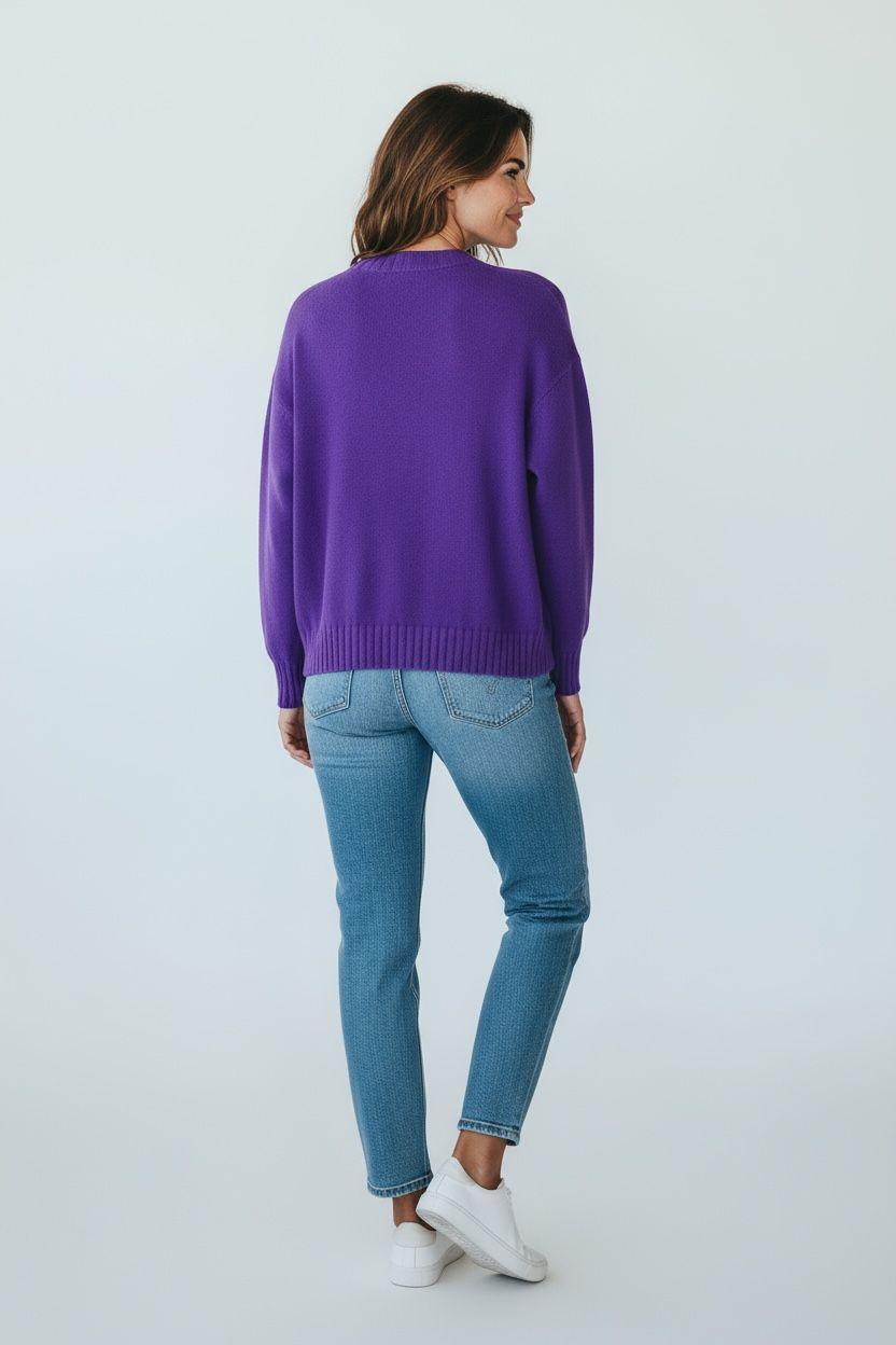 Maglia Crochè collo barca coste croche ciclamino CR09362 269571 CROCHE 