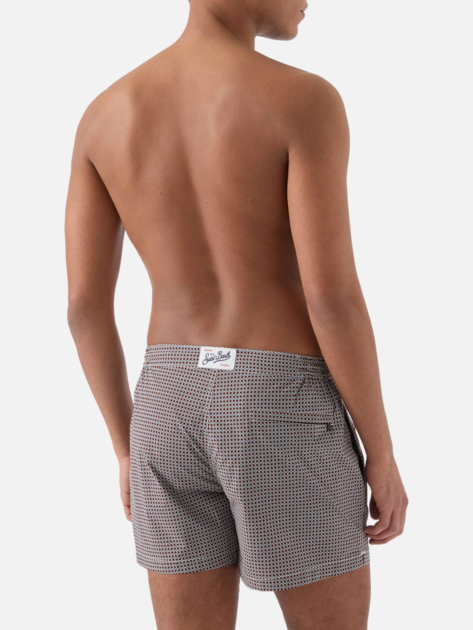 Costume mare Harrys marrone con stampa geometrica HAR0001 00087L MC2 SAINT BARTH 