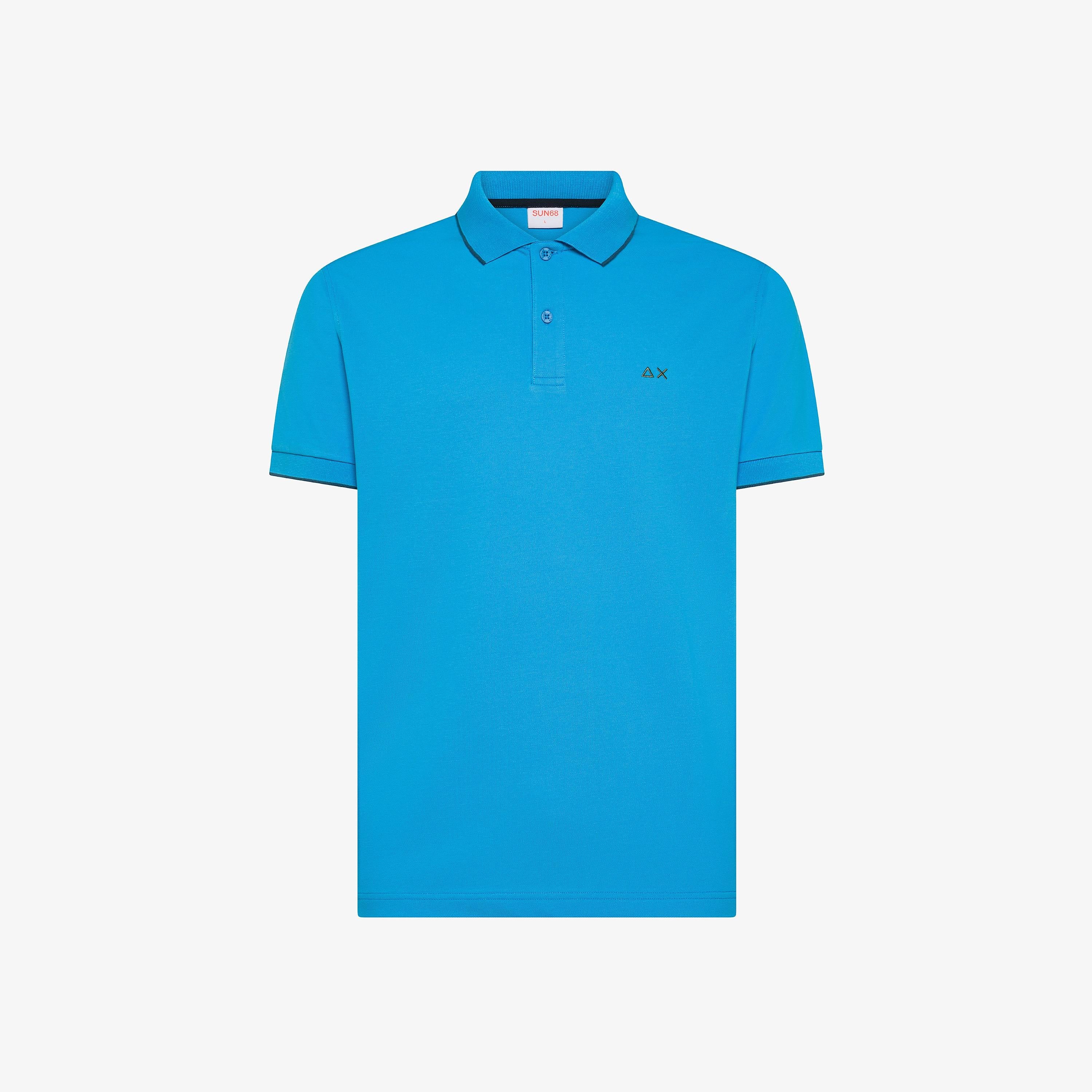 SUN68 Polo small stripe on collar Turchese A36111 13 SUN 68 