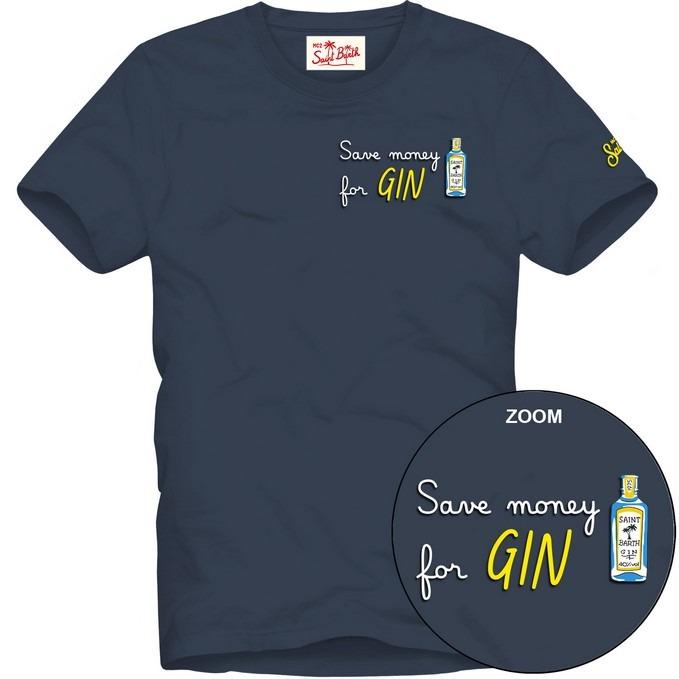 T-shirt Mc2 Saint Barth Blu art. Portofino Save Money Gin 61 Emb POT0001 04469L MC2 SAINT BARTH 