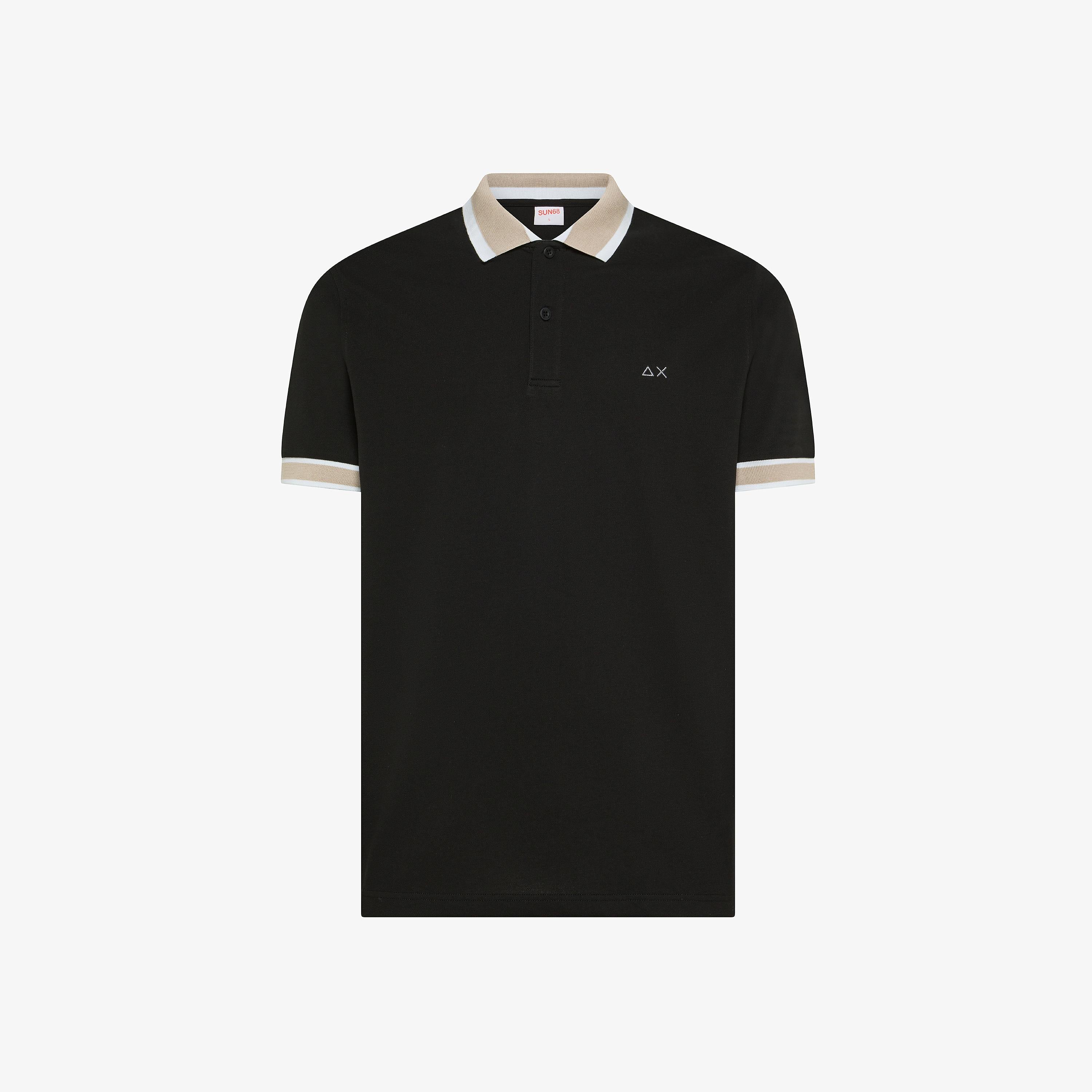 SUN68 Polo multistripes on collar Nera A36117 11 SUN 68 