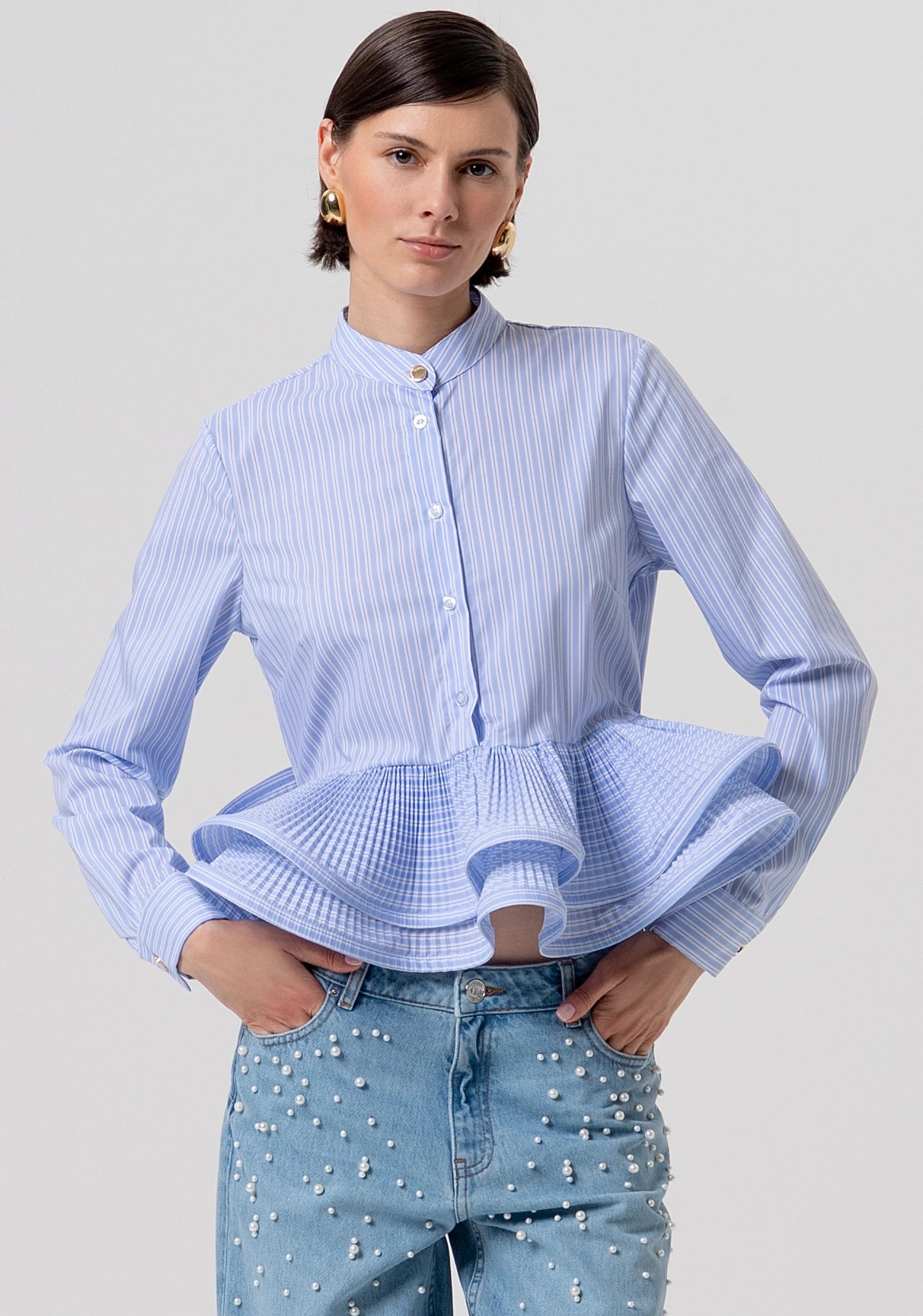 Camicia regular in popeline a righe whitelightblue FR26ST6038W697N8 I24 FRACOMINA 