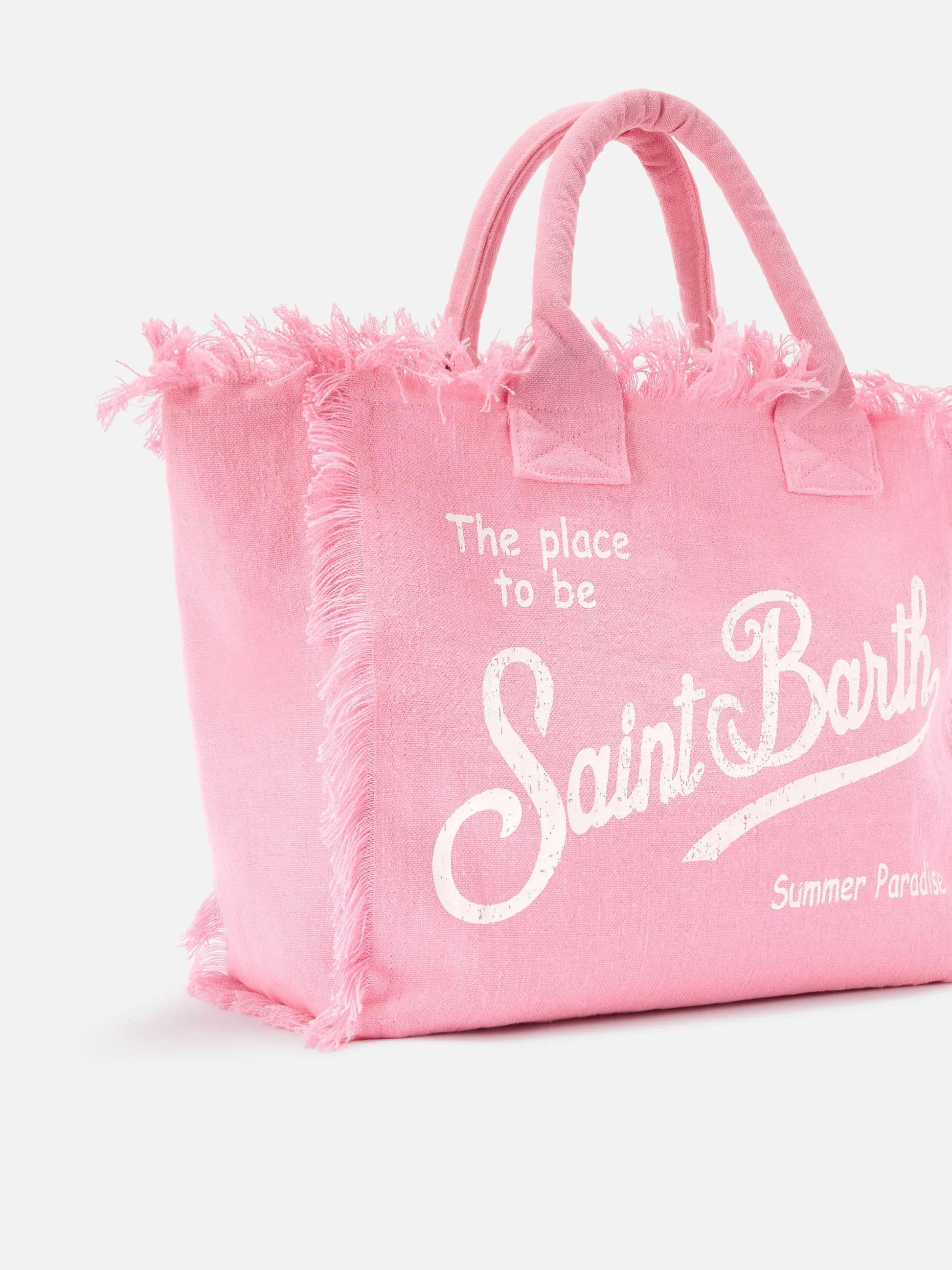 Borsa Vanity regular in lino rosa tinta unita VANI022 00142L MC2 SAINT BARTH 