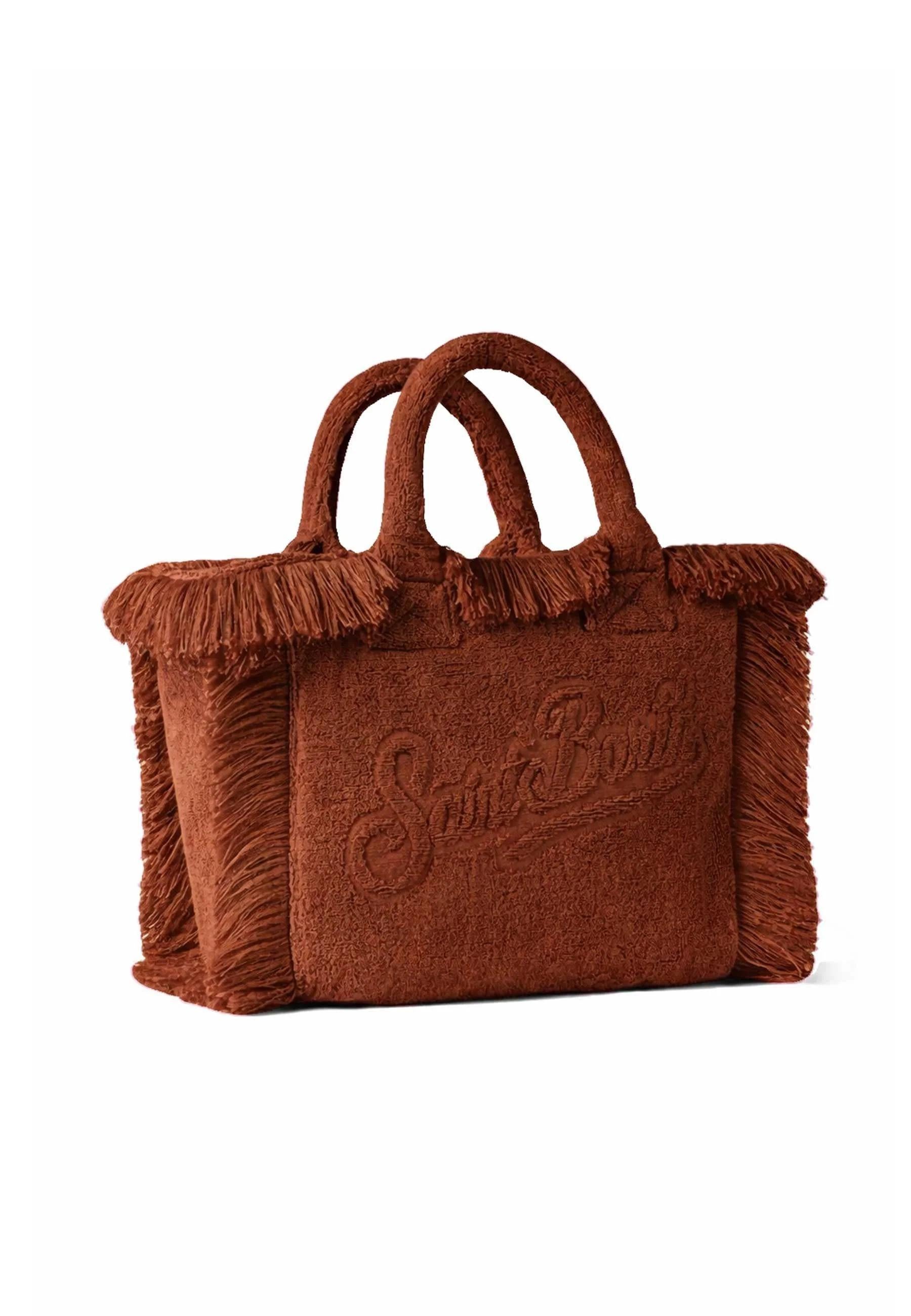 Borsa colette terry marrone con logo Saint Barth in jacquard COL0011 02550L MC2 SAINT BARTH 