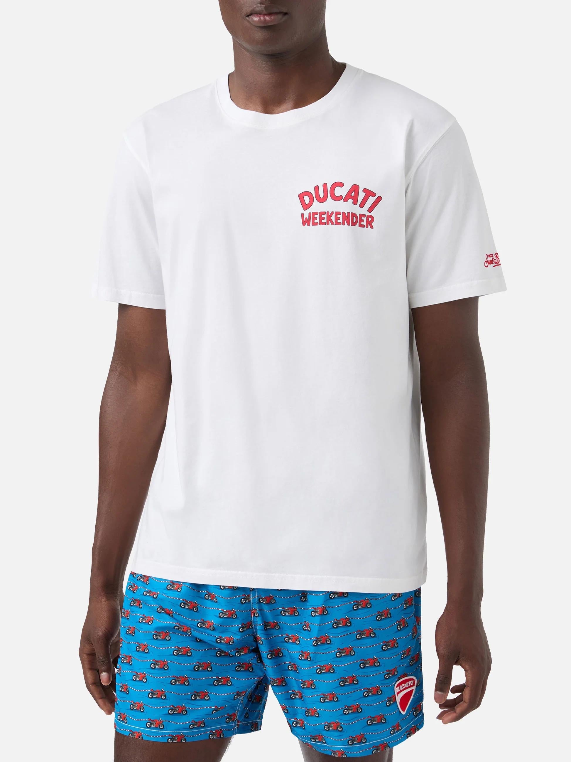 T-shirt Portland bianca con stampa Ducati Weekender | Special Edition PRL0002 04531L MC2 SAINT BARTH 
