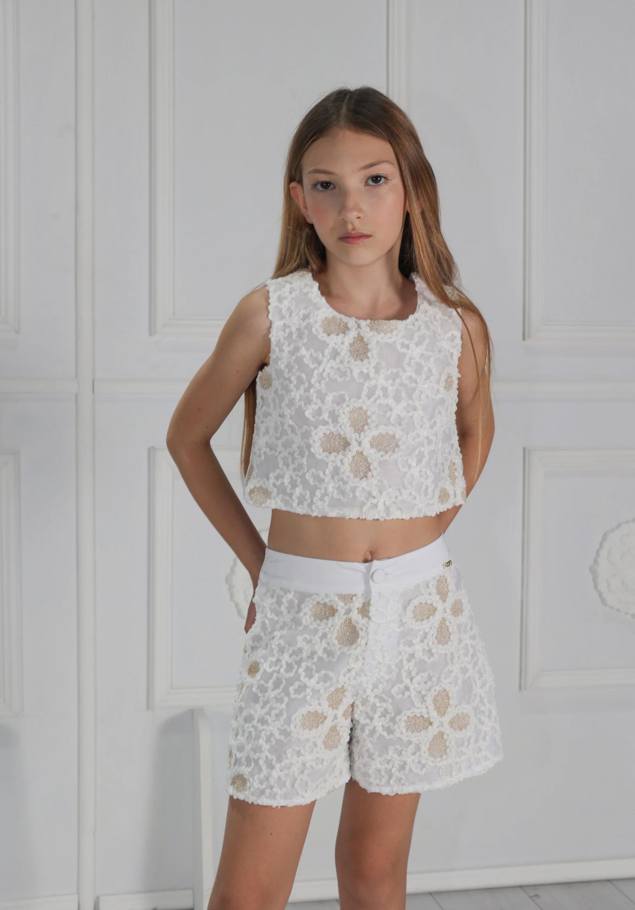 Shorts Hate-Love bambina Off White HLJSO03462 OFF WHITE H-LOVE 