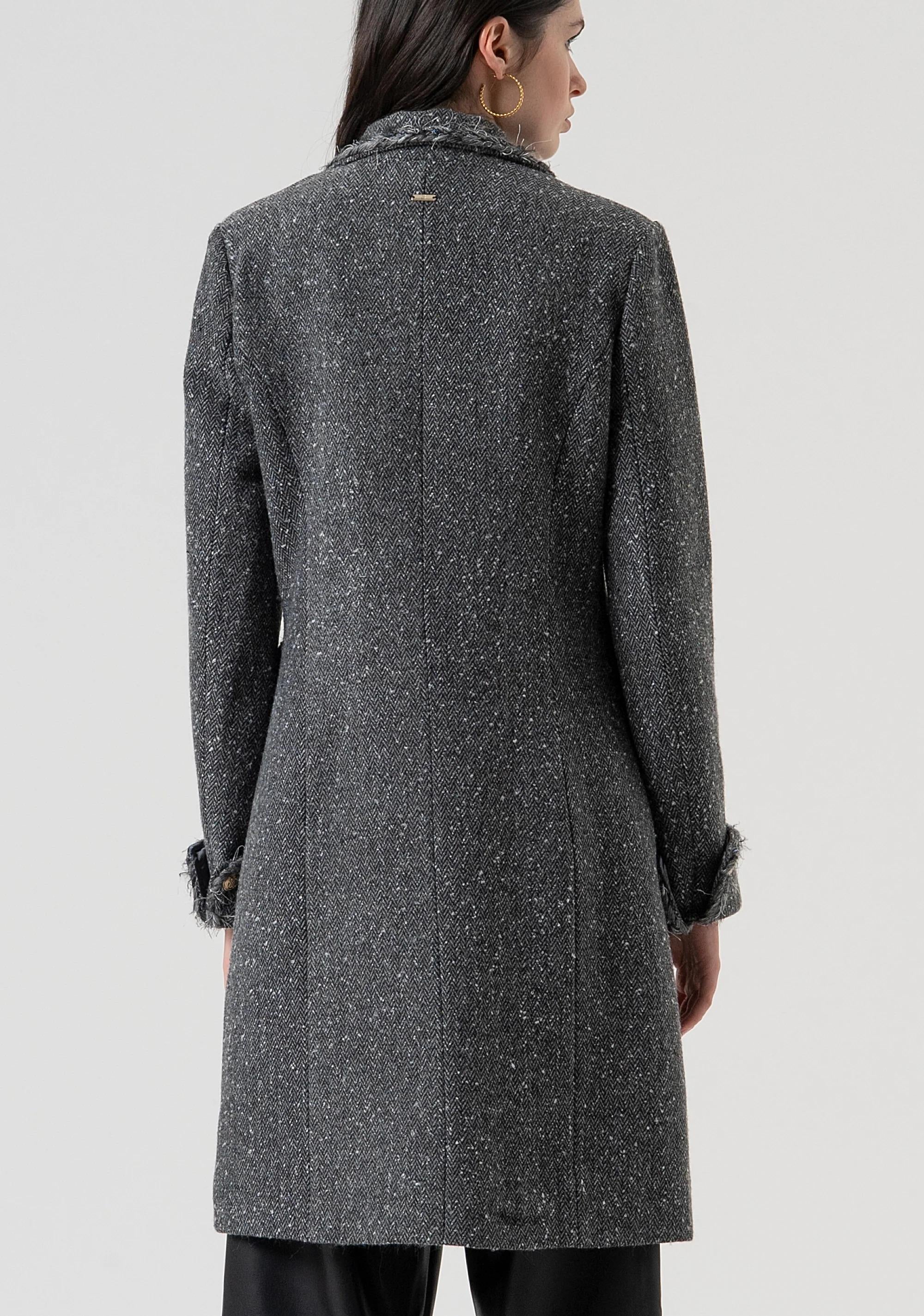 Fracomina Cappotto slim lungo in tweed grey melange FR25WC1008W810J1 159 FRACOMINA 