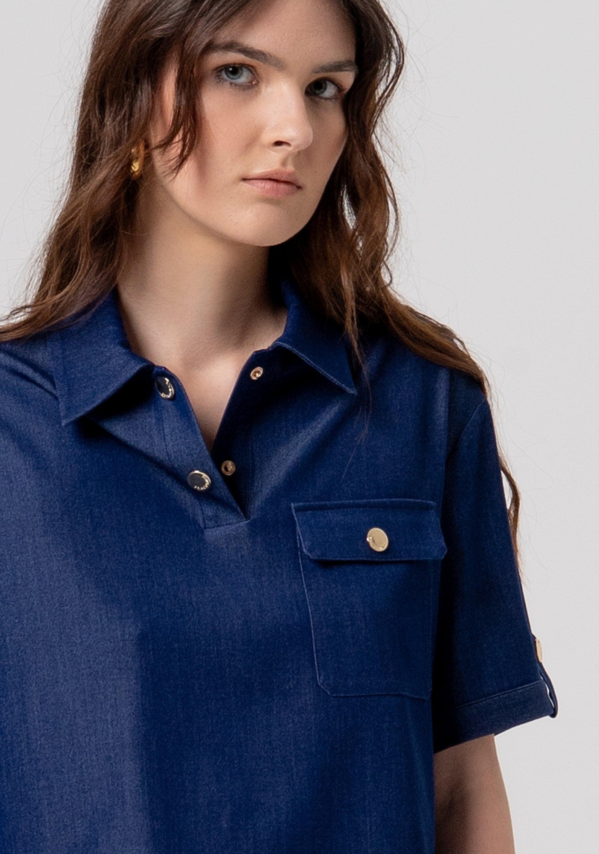 Polo regular con bottoni metallici DARKBLUE FR26ST1015D47001 117 FRACOMINA 