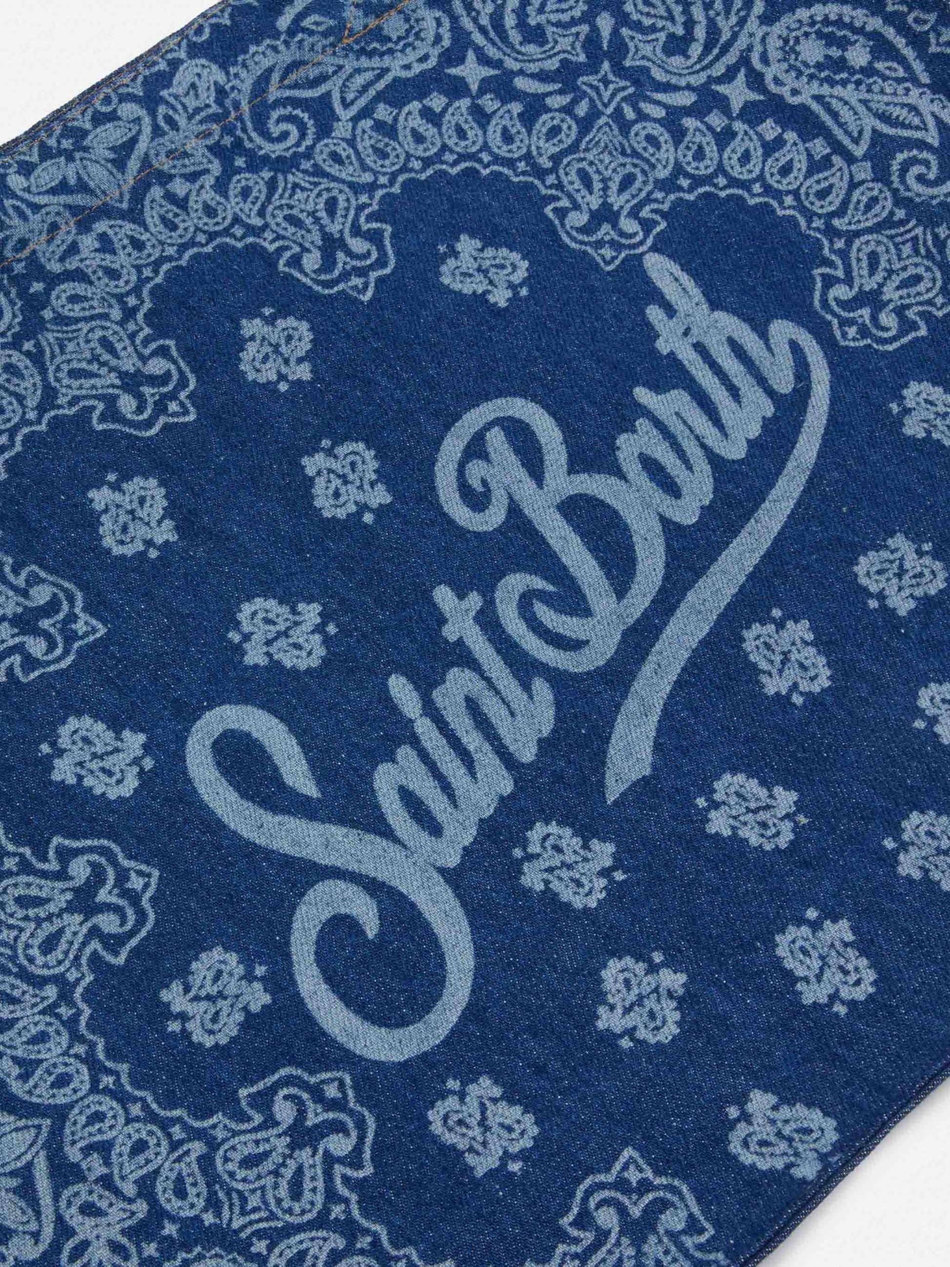 Borsa Essential in tessuto denim con stampa bandana e logo a contrasto EBAGN006 00780L MC2 SAINT BARTH 