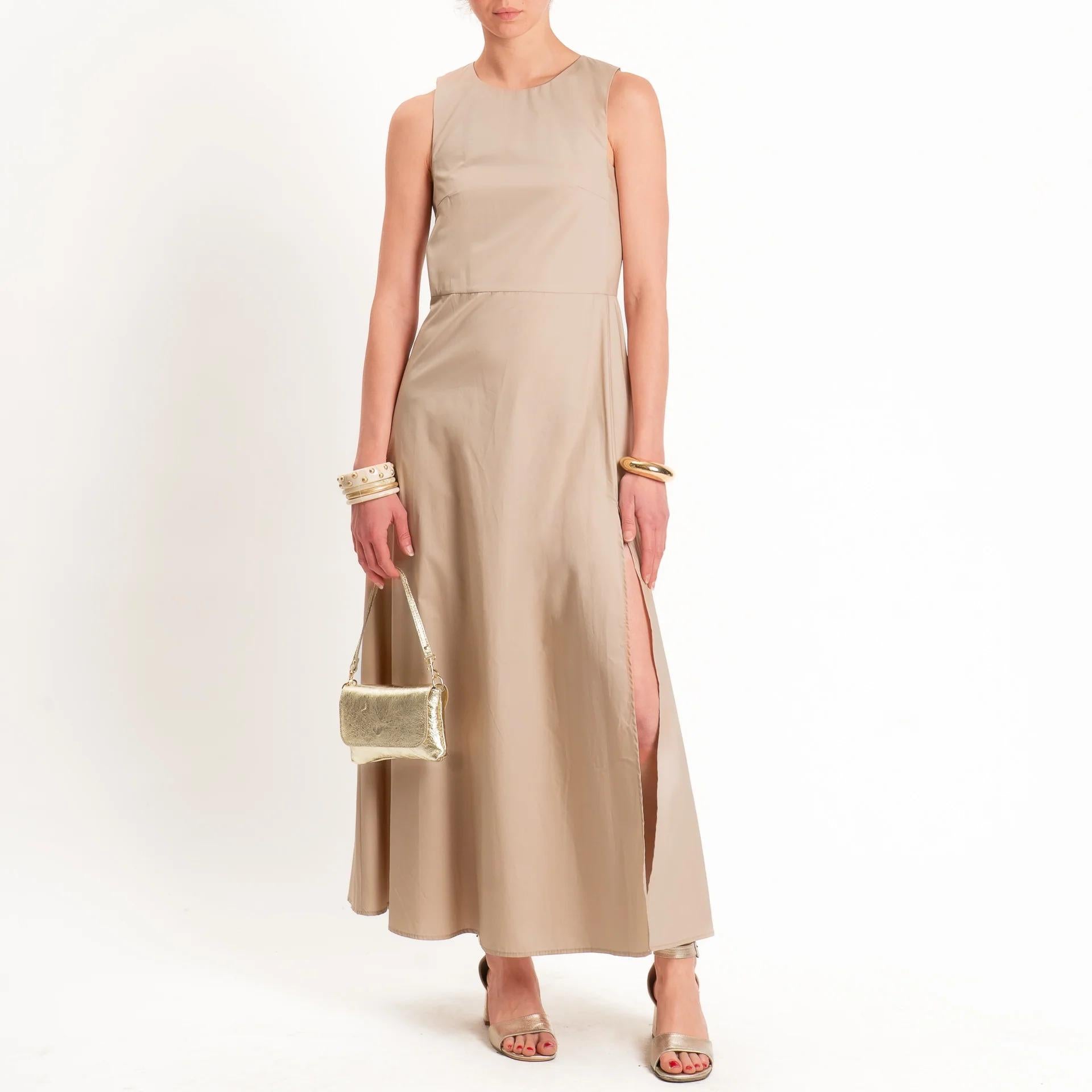 Vicolo-Abito in popeline spacco laterale - desert TAB1814 BEIGE VICOLO 
