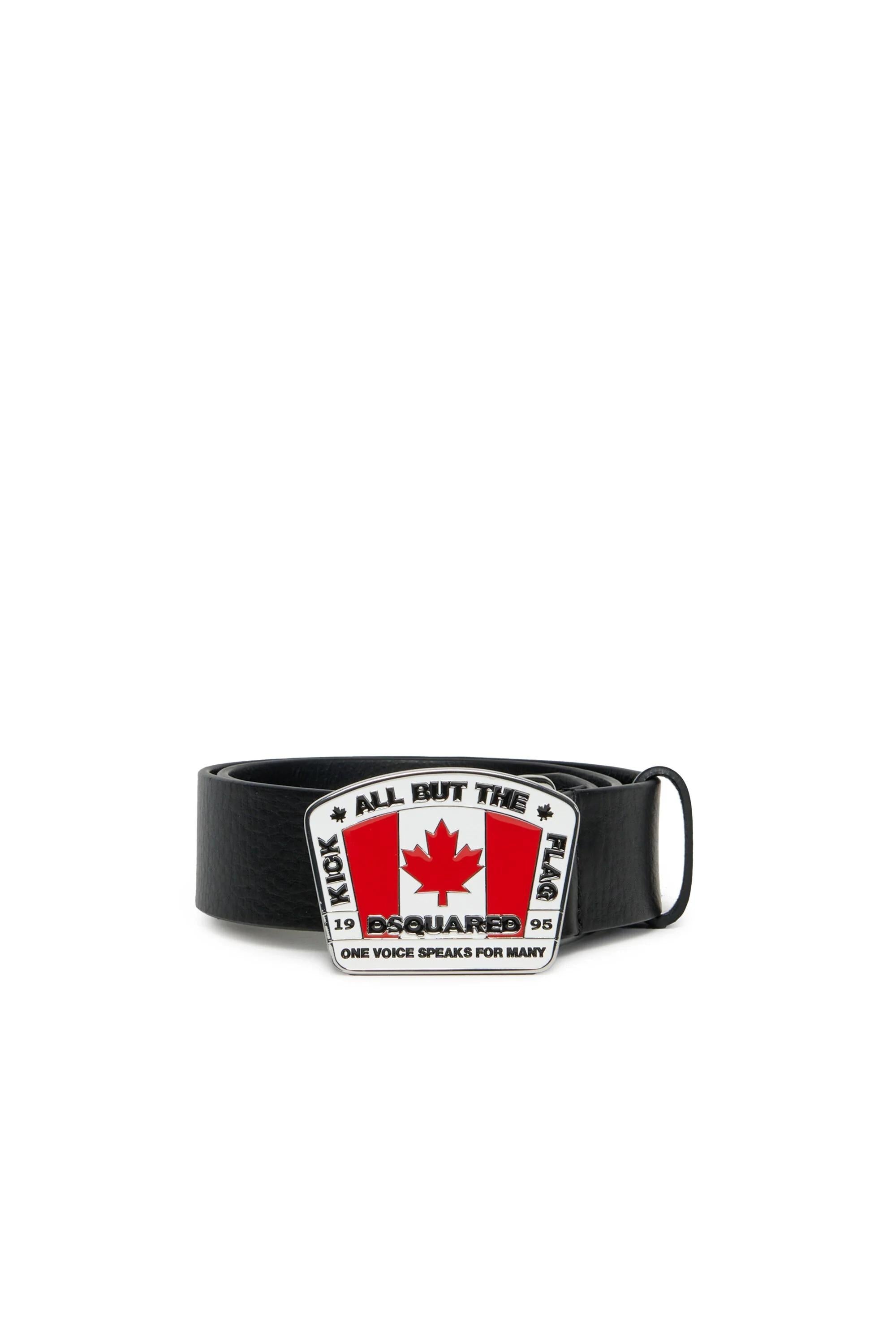 Cintura in pelle con fibbia Canada nera DQ3120-D0AAY DQ900 DSQUARED KID 