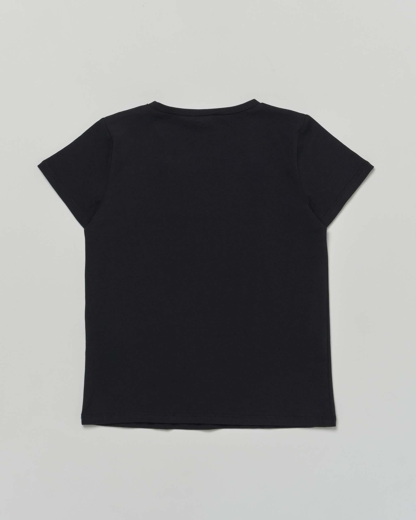 T-shirt Liu Jo nera mezza manica con logo icon in strass GA6168JS003 22222 LIU-JO 