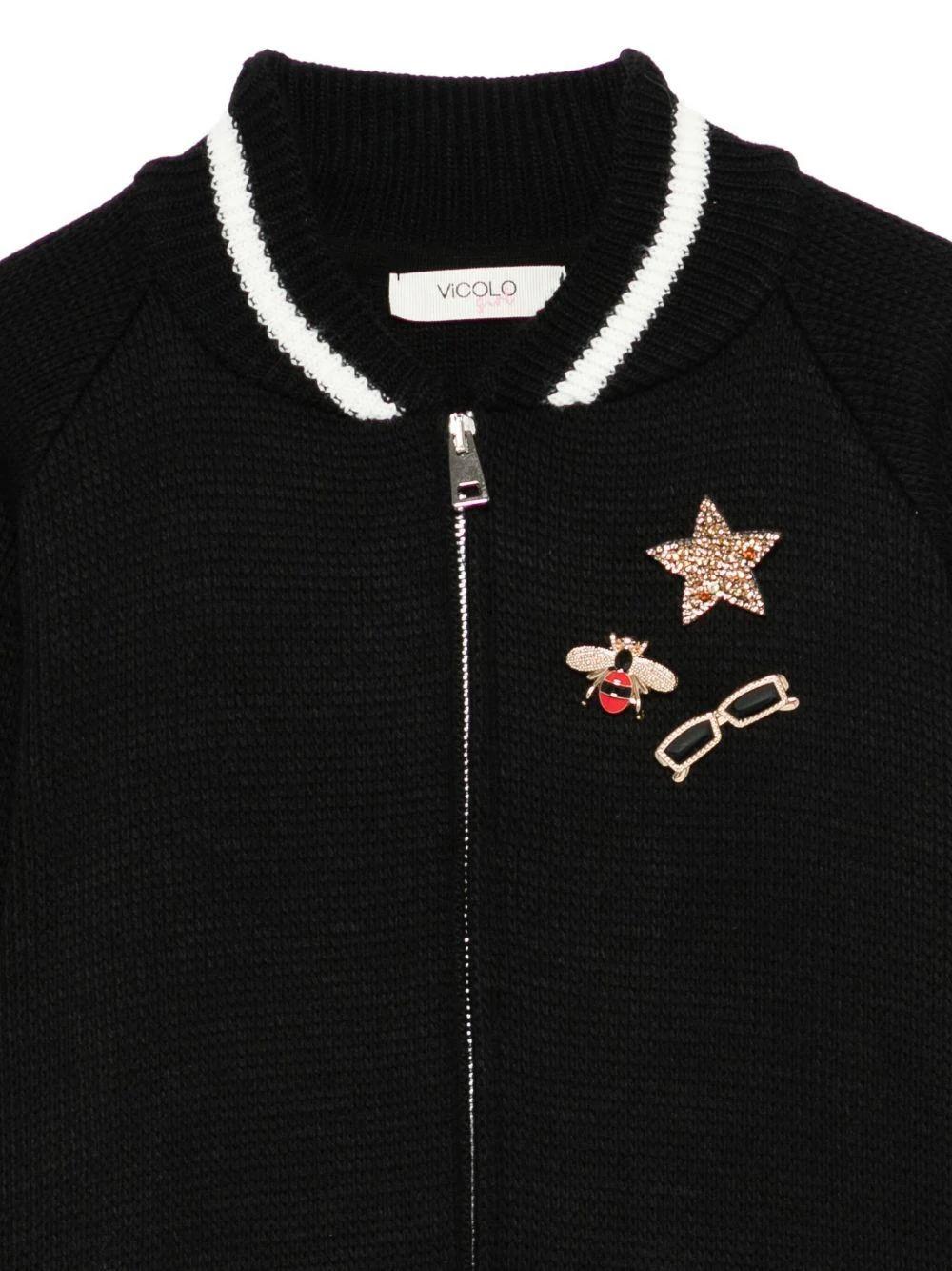 Vicolo cardigan con aplplicazioni 3141OW00328 BLACK/MILK VICOLO 