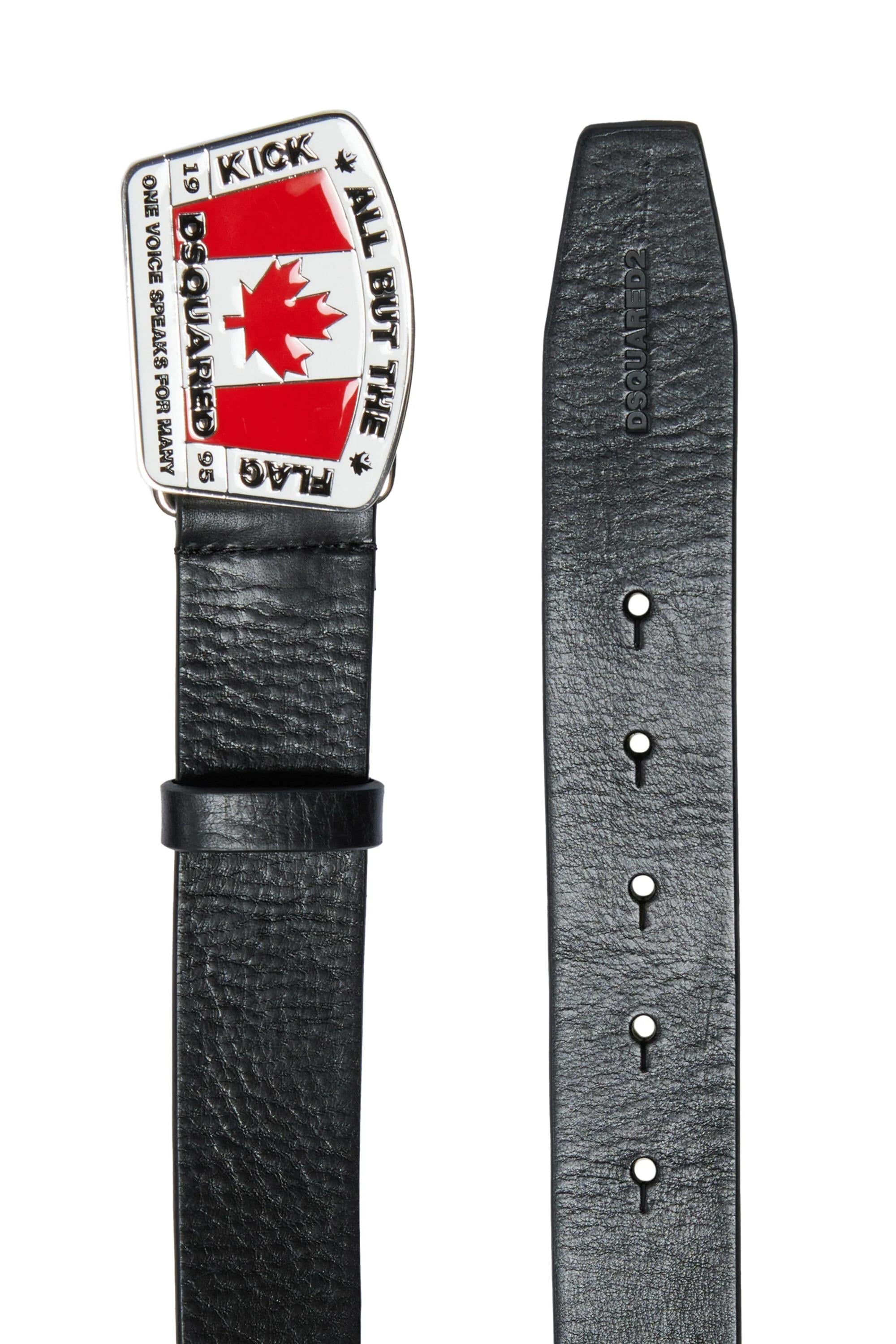 Cintura in pelle con fibbia Canada nera DQ3120-D0AAY DQ900 DSQUARED KID 