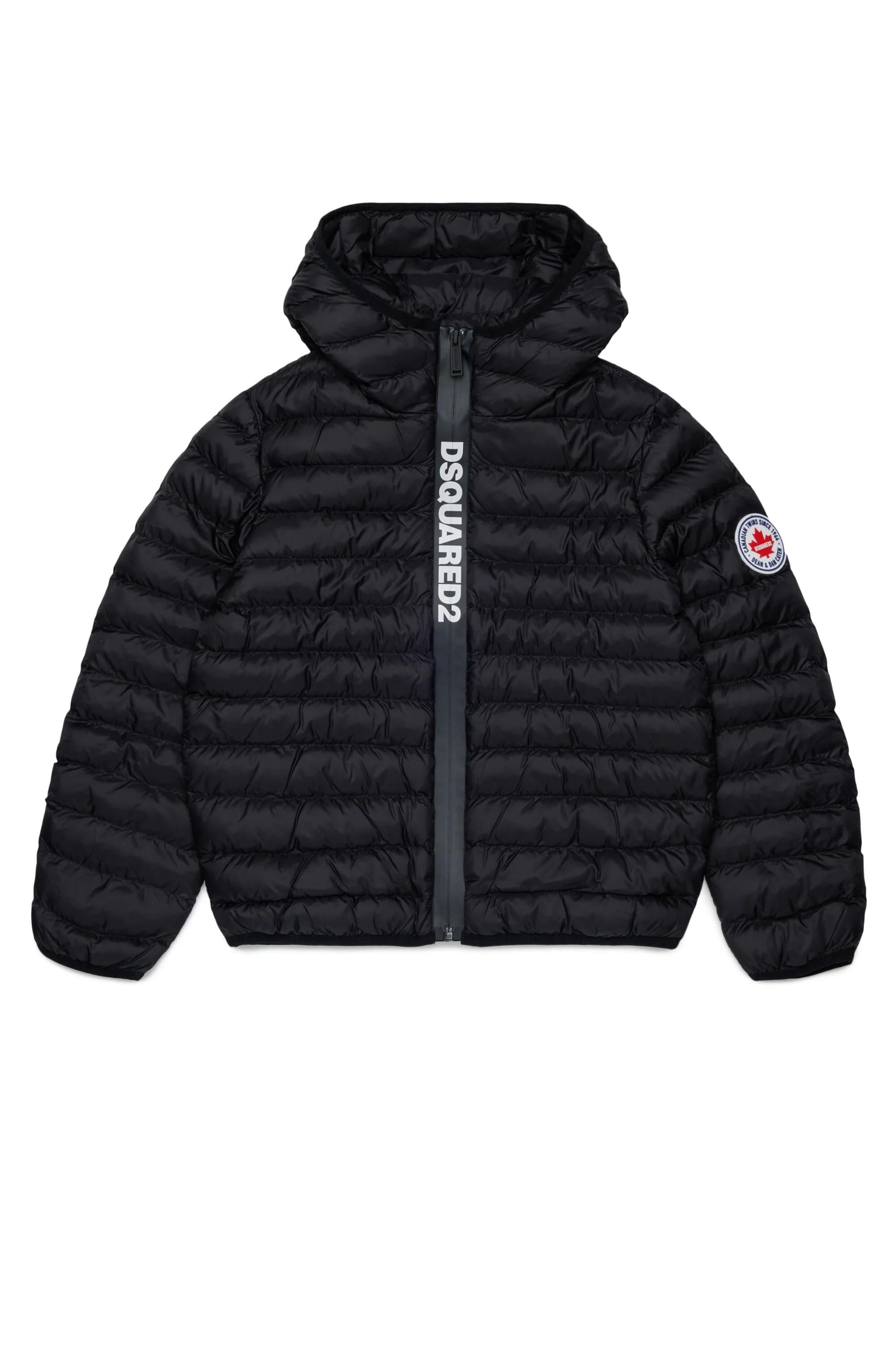 DSQUARED2<BR/>Giacca imbottita con logo stampato nero DQ3232-D0ABC DQ900 DSQUARED KID 