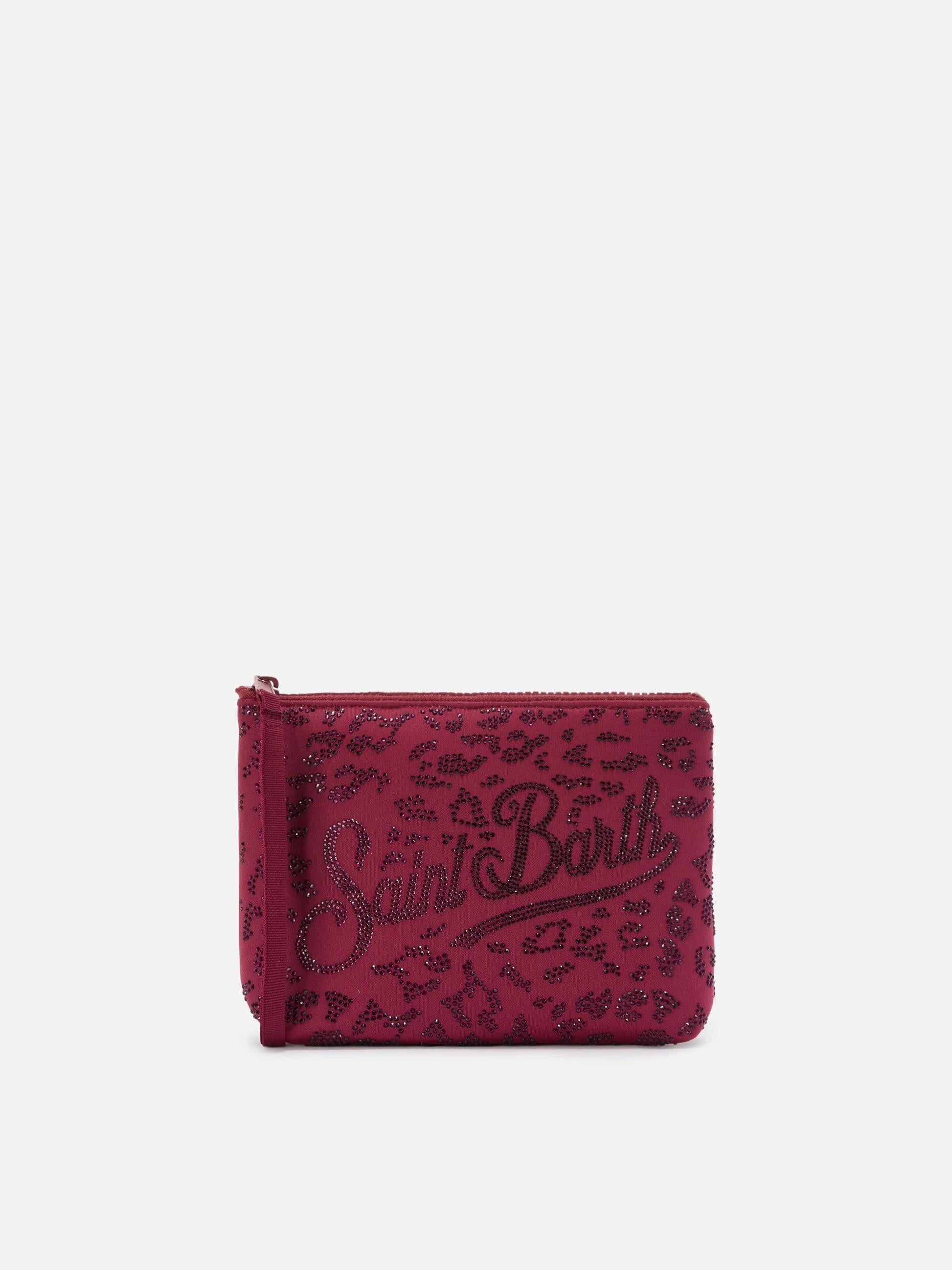 Pochette Aline in scuba con stampa leopardata e strass applicati ALI0032 00269L MC2 SAINT BARTH 