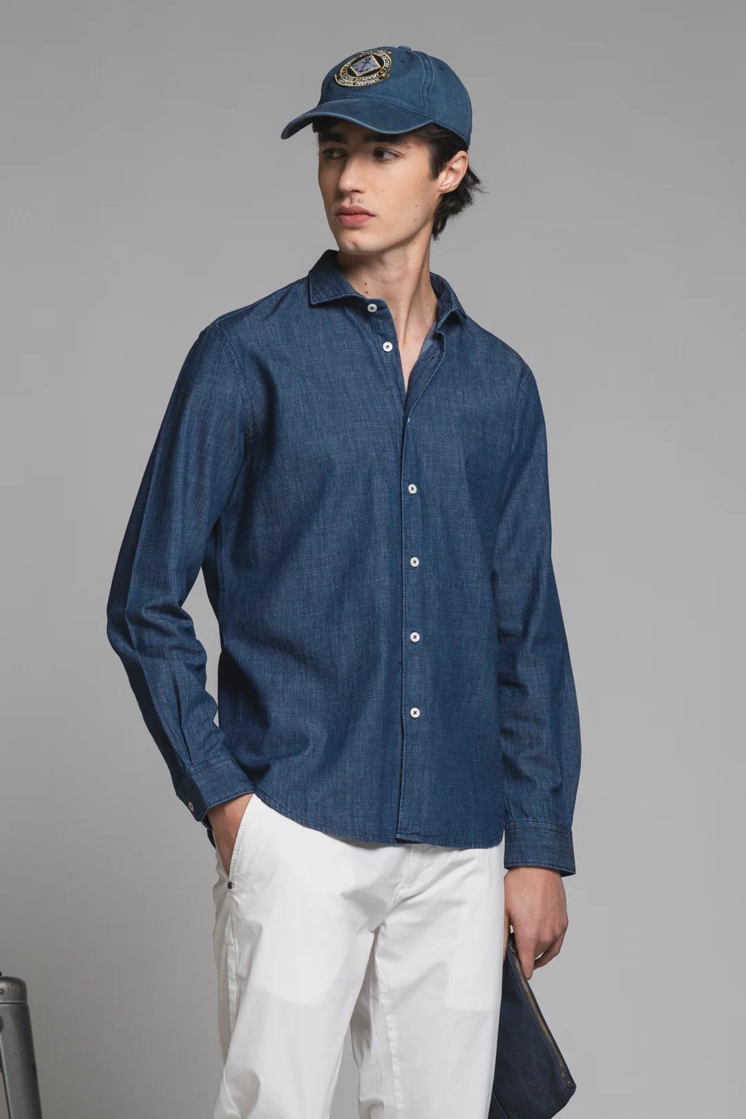 IMPURE RILEY SHIRT COLLAR FENCH IN DENIM SLUB MID BLUE IM26SSSM-RILEY-DNS 232 IMPURE 