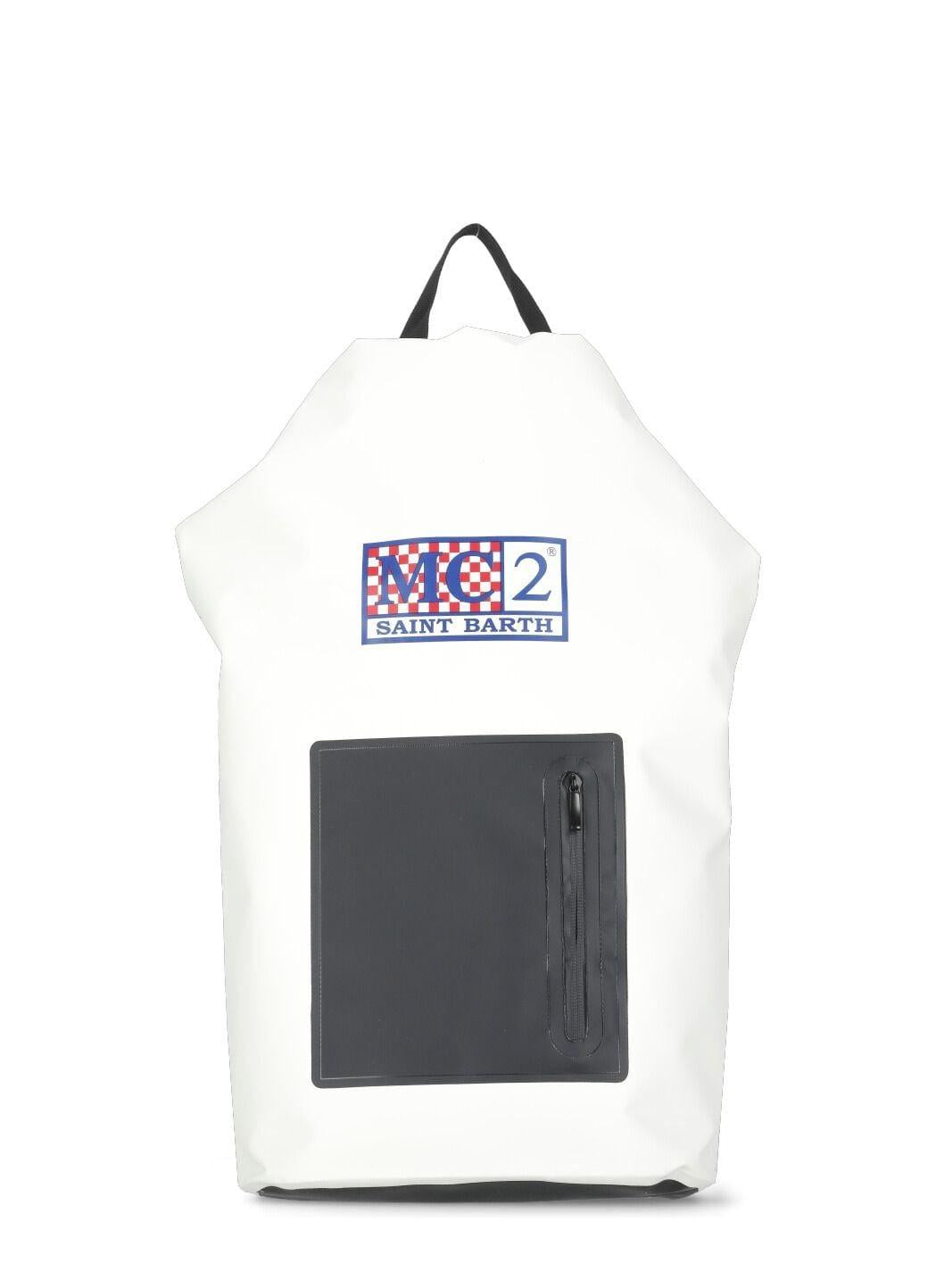 Zaino Backpack Aqua in PVC bianco tinta unita con logo stampato BAQ0001 01985H MC2 SAINT BARTH 