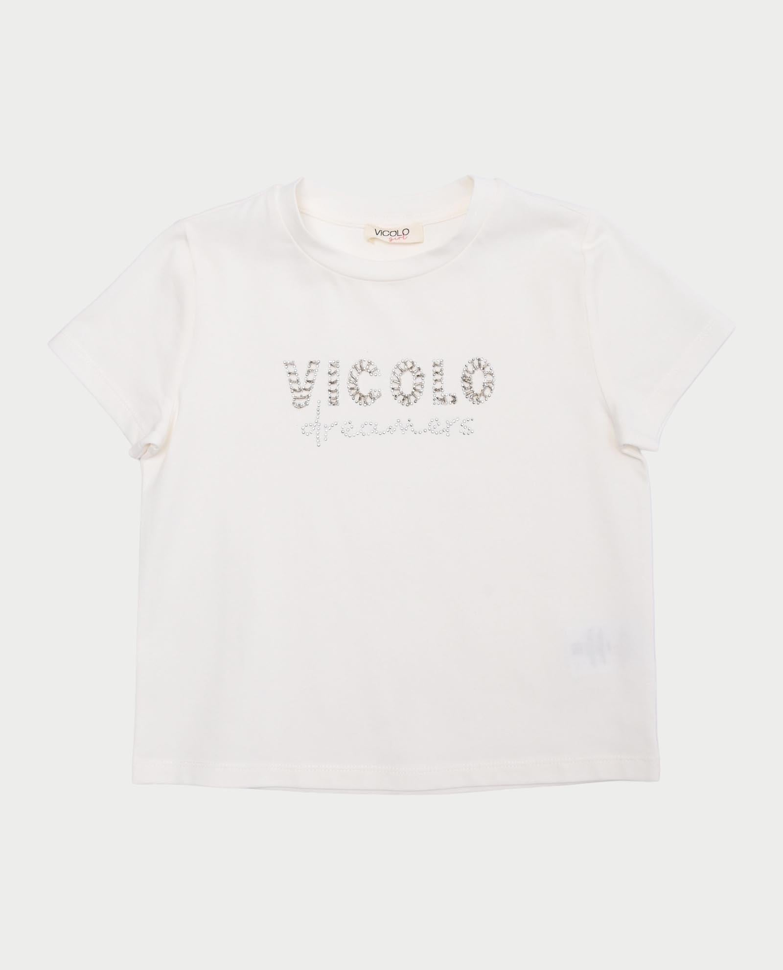 T-shirt girocollo Vicolo bambina con logo 3146M00409OFF WHITE 3146M00409 OFF WHITE VICOLO 