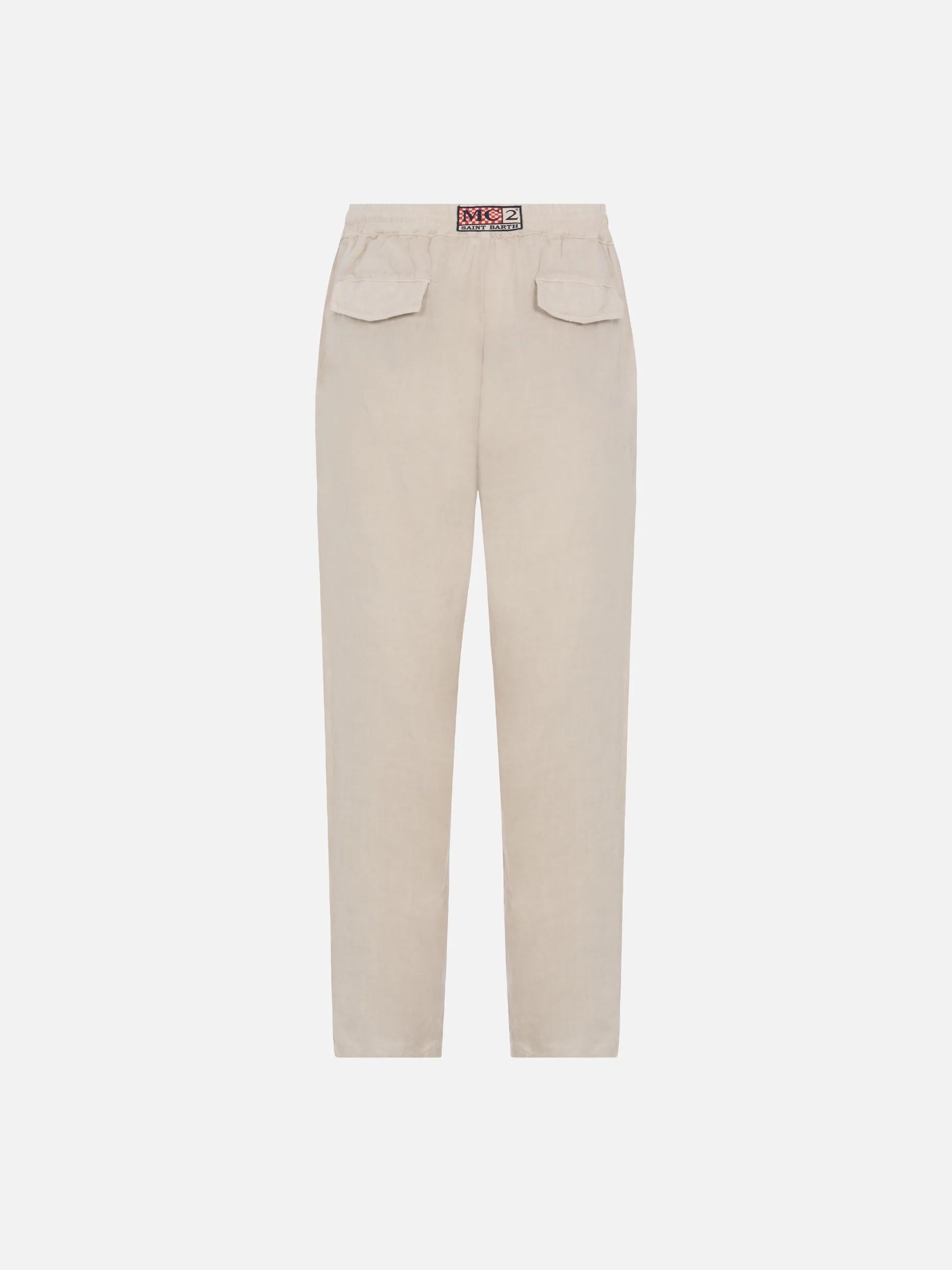 Pantaloni in lino bianco sporco Calais con coulisse CAA0001 00138L MC2 SAINT BARTH 