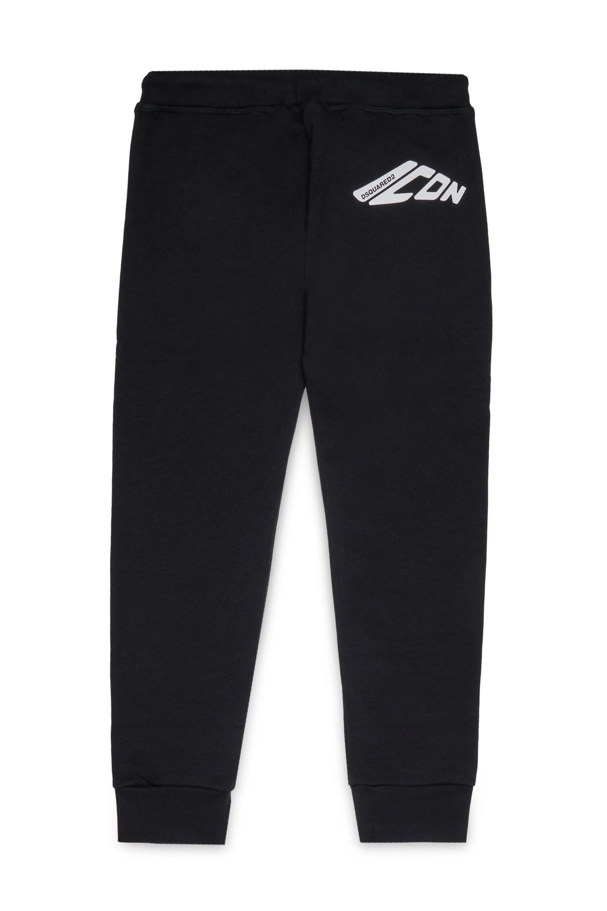 Pantaloni jogger in pile con logo ICON nero DQ3033-D00ZF DQ900 DSQUARED KID 