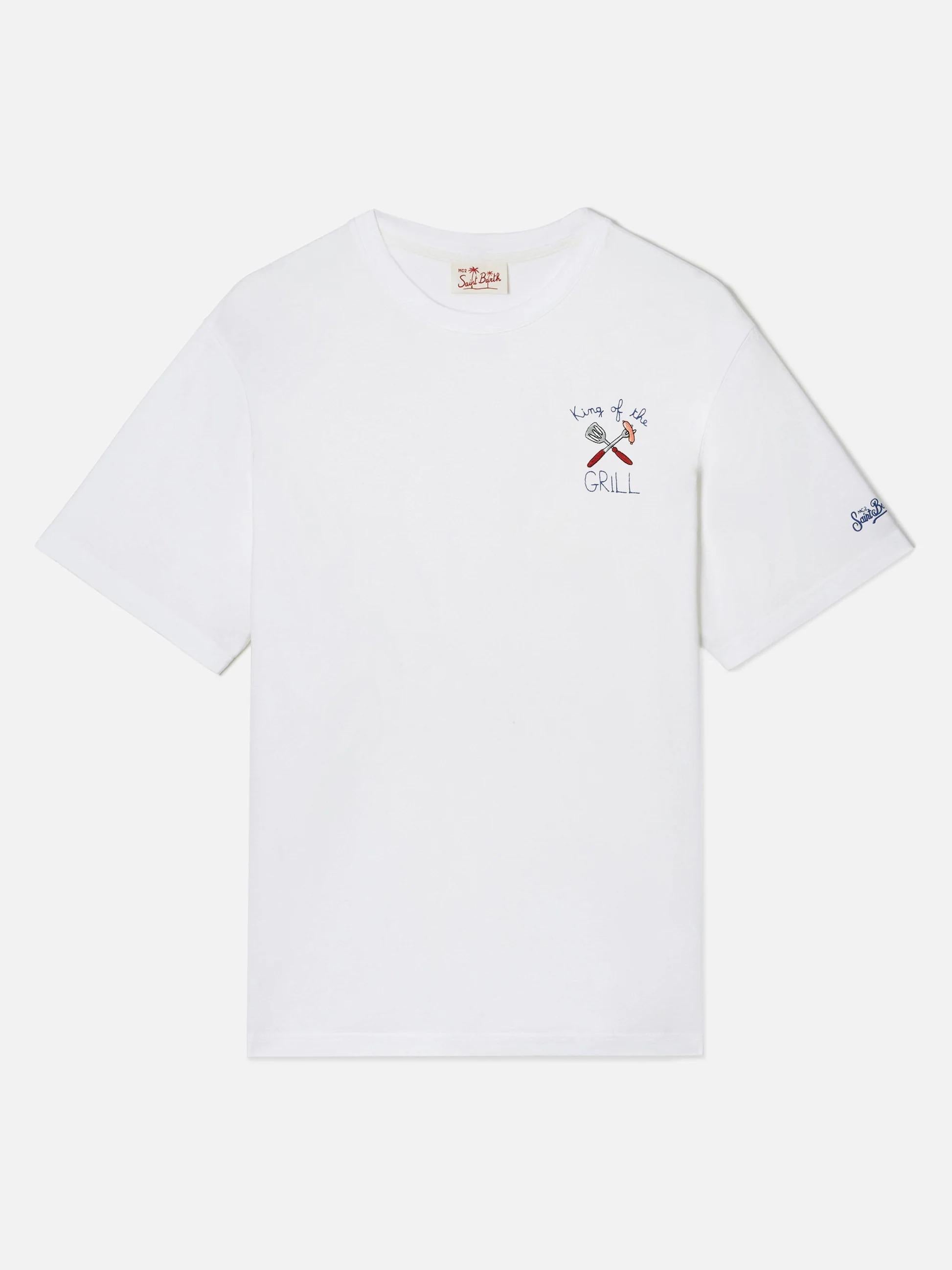 T-shirt Portofino bianca con ricamo King Of The Grill POT0001 04334L MC2 SAINT BARTH 