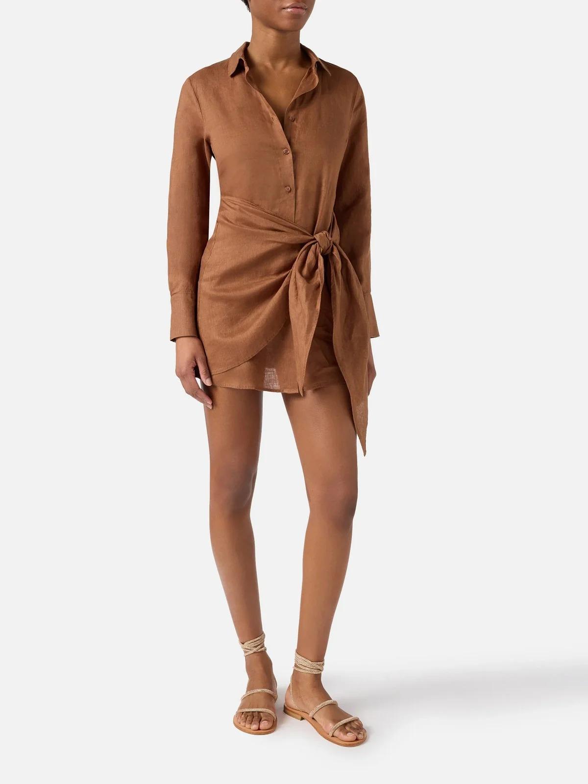 MC2 SAINT BARTH Abito Donna RAVI 00121L LINEN 18 BROWN RVI0001 00121L MC2 SAINT BARTH 