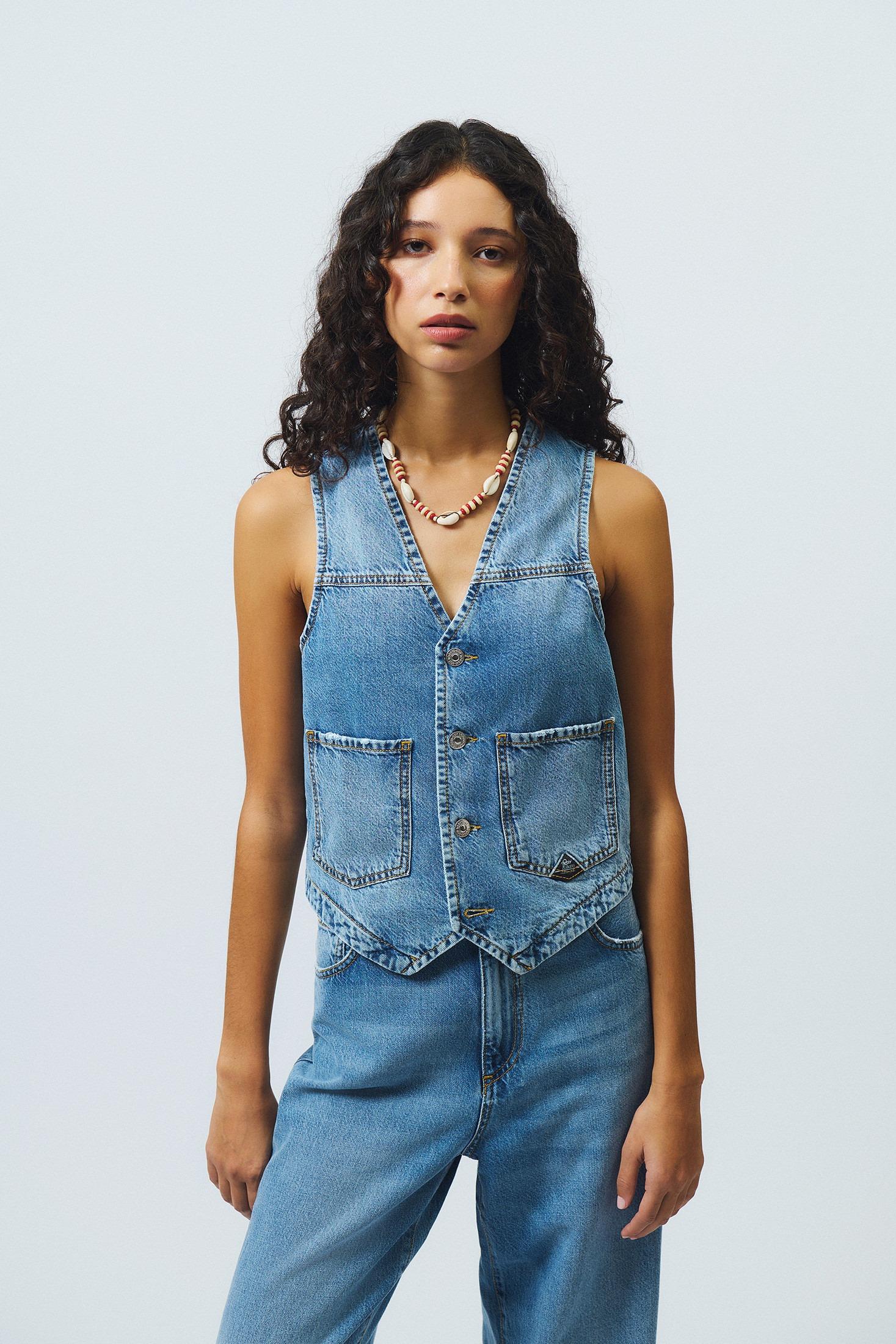 ROY ROGER'S GILET IN DENIM OCEAN RND225CR531987 C0999 ROY ROGER'S 