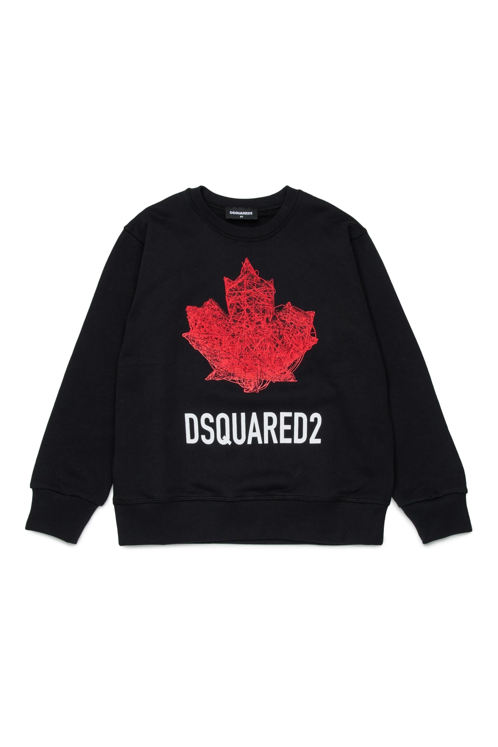 DSQUARED2<BR/>Felpa girocollo con logo nera DQ31932-D0AGW DQ900 DSQUARED KID 