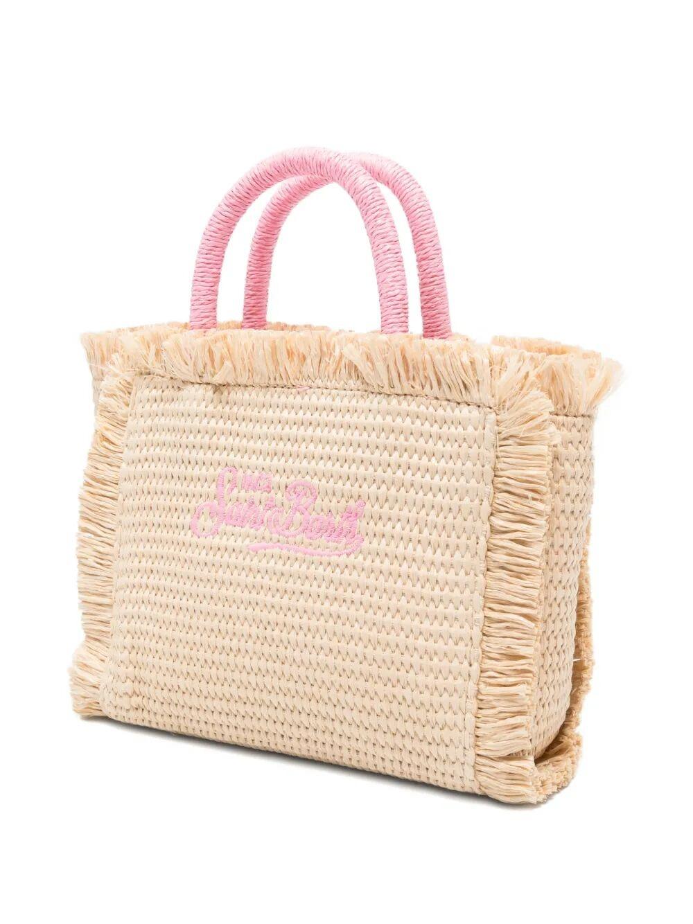 Mc2 Saint Barth borsa vanity mini in rafia beige con logo rosa VAMI009L 00415L MC2 SAINT BARTH 