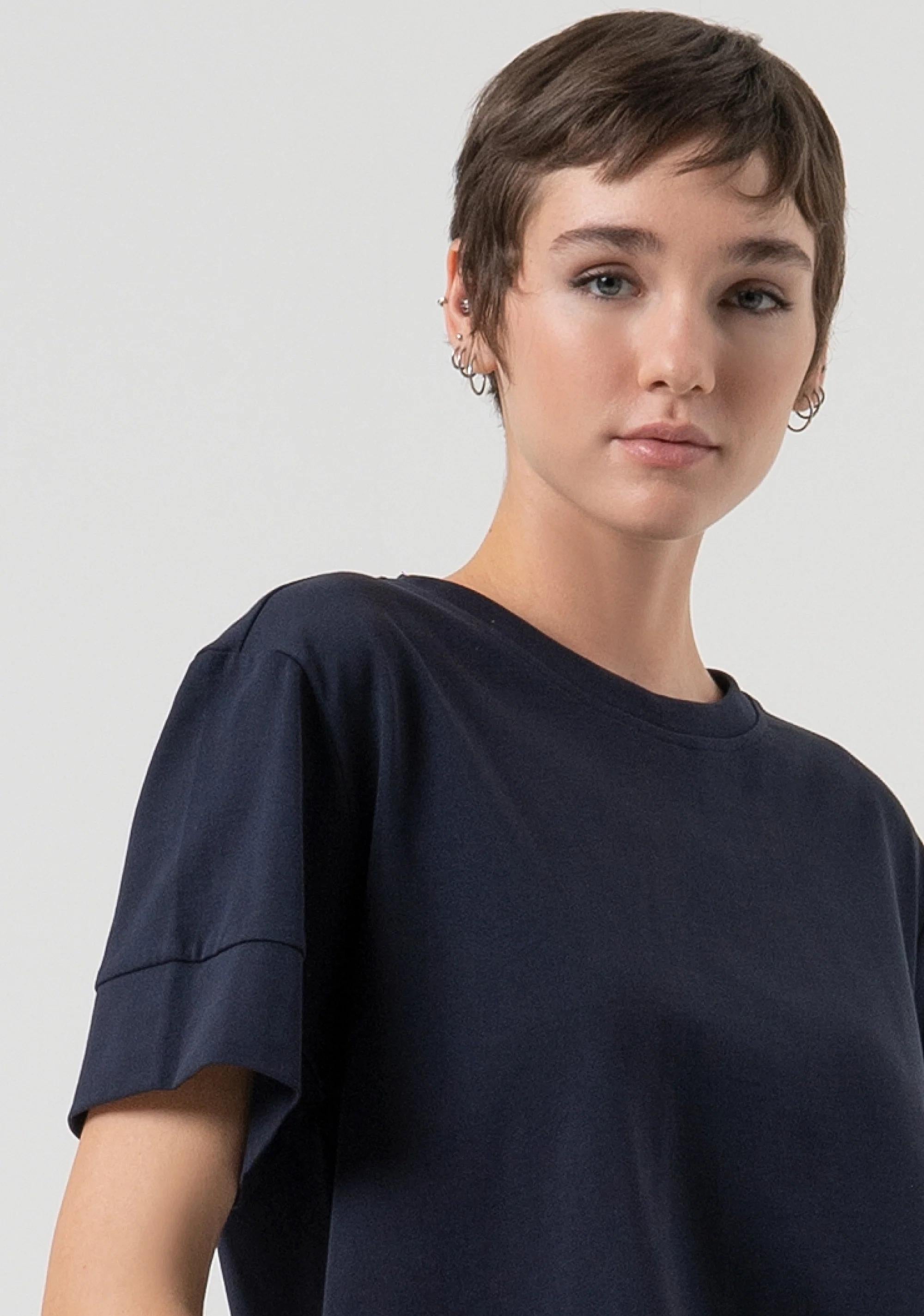 Fracomina T-shirt loose fit in cotone dark blue FP25WT3057J40101 117 FRACOMINA 