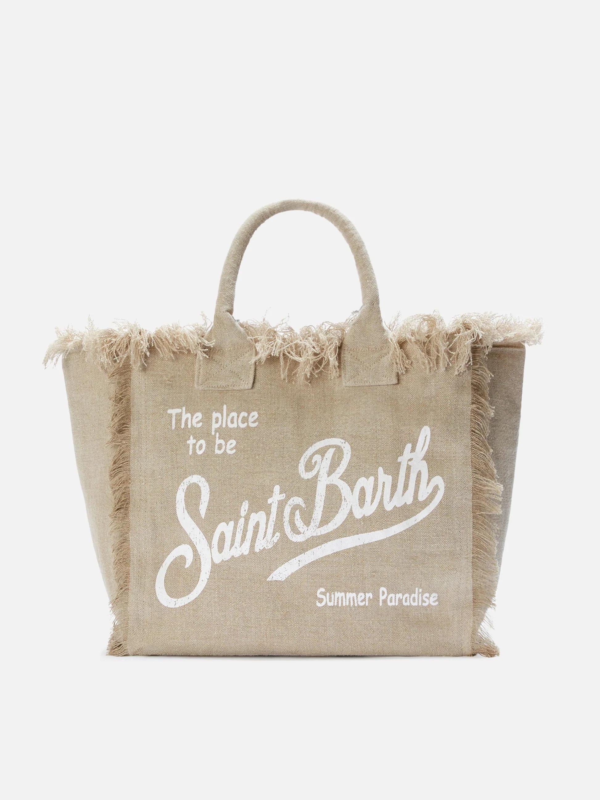 Borsa Vanity regular in lino beige tinta unita VANI022 01139L MC2 SAINT BARTH 