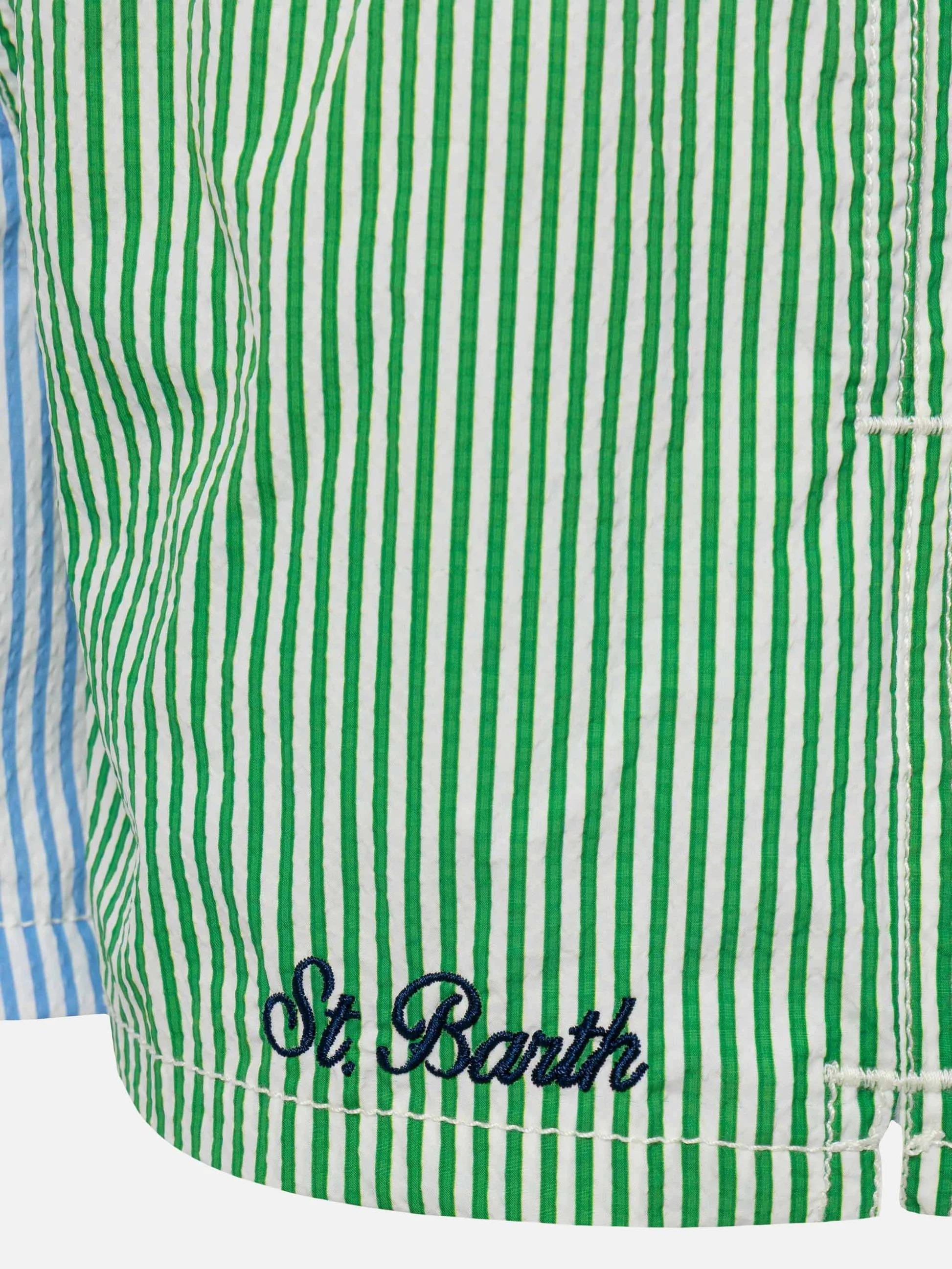 Costume mare Patmos Jr media lunghezza in seersucker rigato PATM002 02077L MC2 SAINT BARTH 