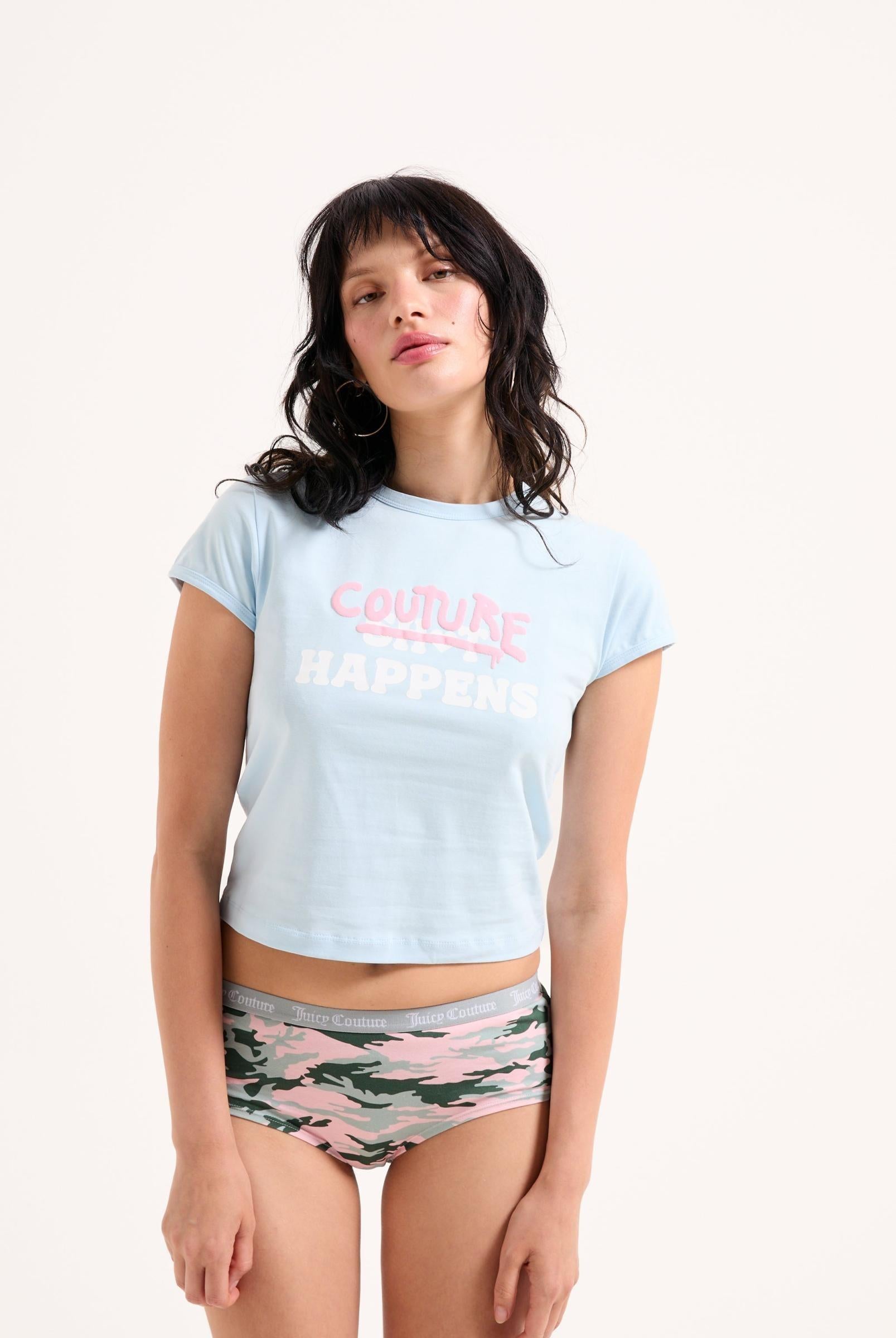 Juicy Couture<BR/>COUTURE HAPPENS BABY - T-shirt con stampa celeste VIJI20735WJ J11 JUICY COUTURE 