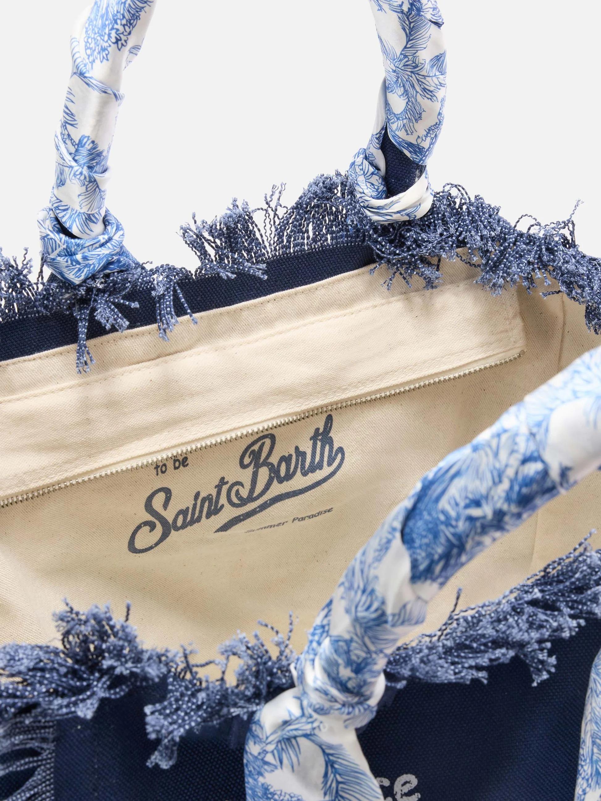 Borsa Vanity regular in canvas blu con twill removibile VANI045 09850L MC2 SAINT BARTH 