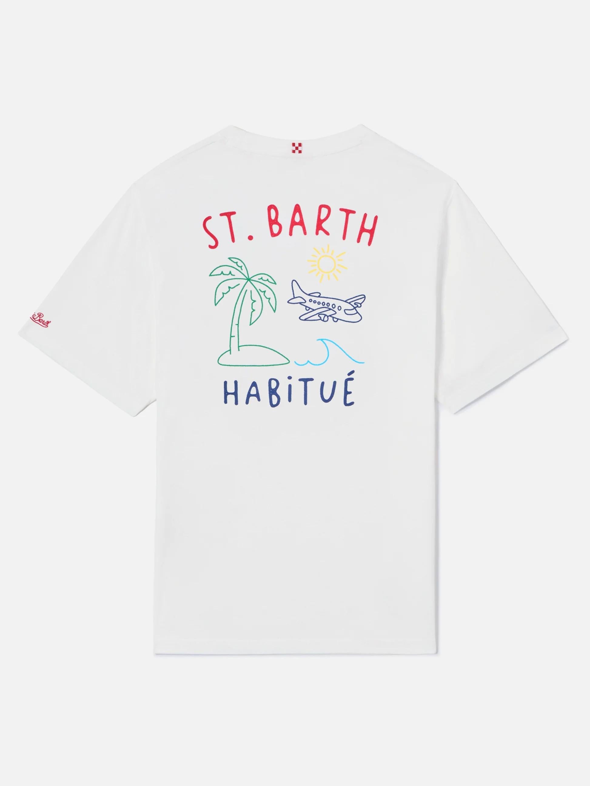 T-shirt Portland bianca con ricamo St. Barth Habitué PRL0002 00320L MC2 SAINT BARTH 