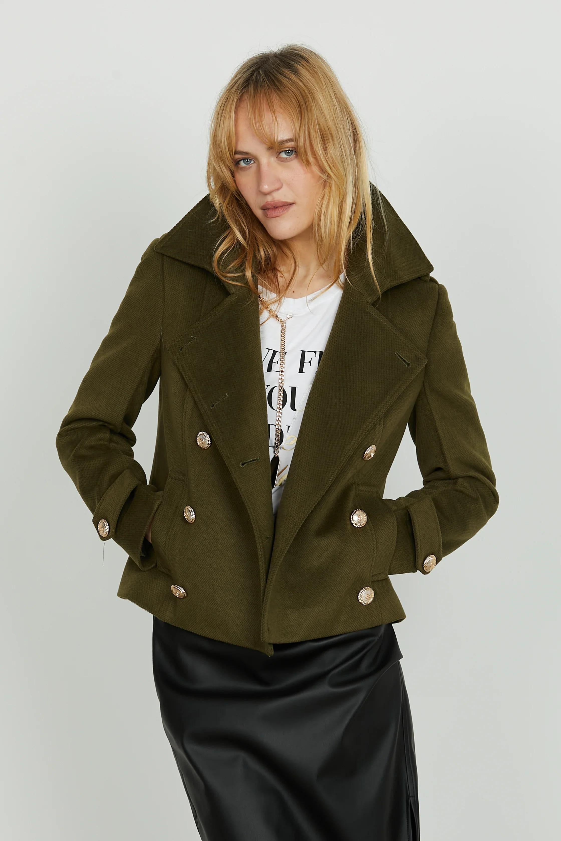 RELISH Cappotto MAVIL corto manica lunga con alette doppio petto con bottoni più tasche BEECH RDA2505550056 BEECH RELISH 