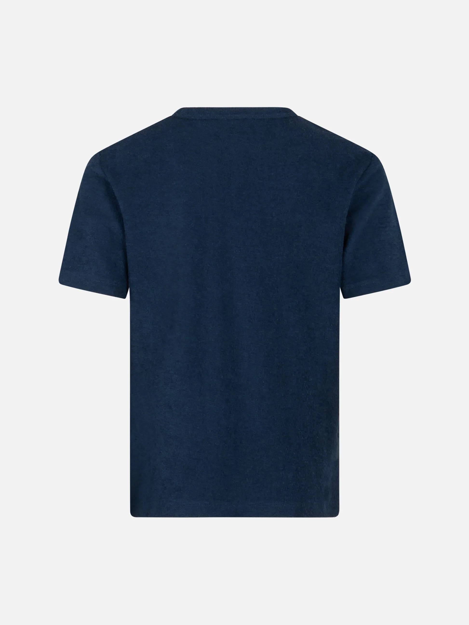 T-shirt da bambino in spugna blu navy Gary con ricamo St. Barth GAR0001 00145L MC2 SAINT BARTH 