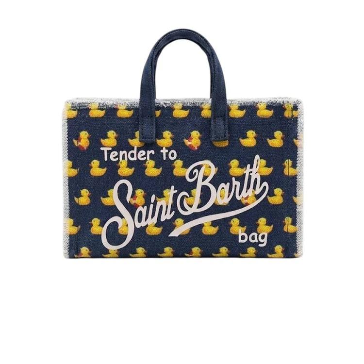 Mc2 Saint Barth Micro Borsa In Canvas Blu Con Fantasia Paperelle PHONE001/03152L PHONE001 03152L MC2 SAINT BARTH 